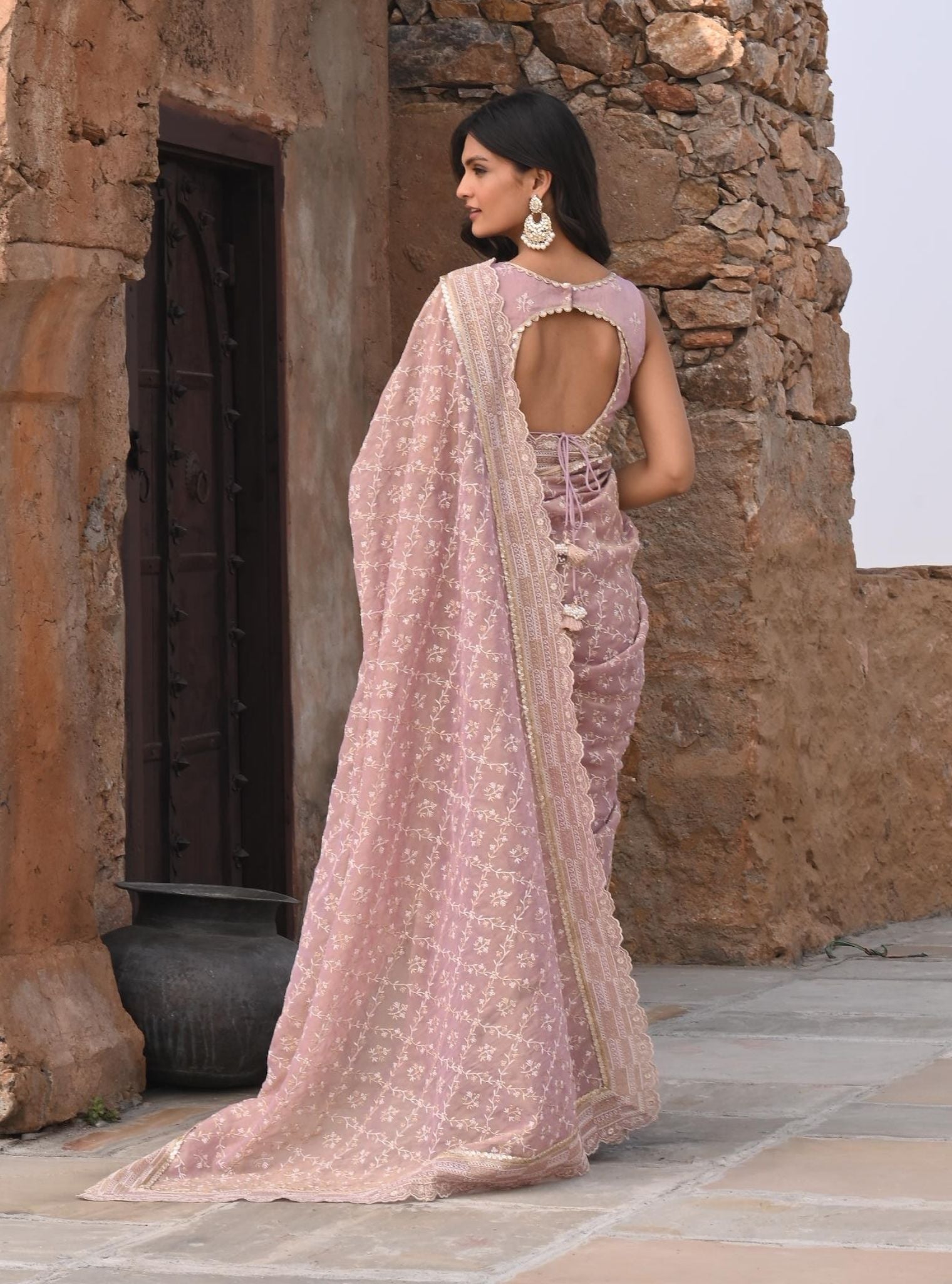Mehram Luxe Tissue Lilac Saree