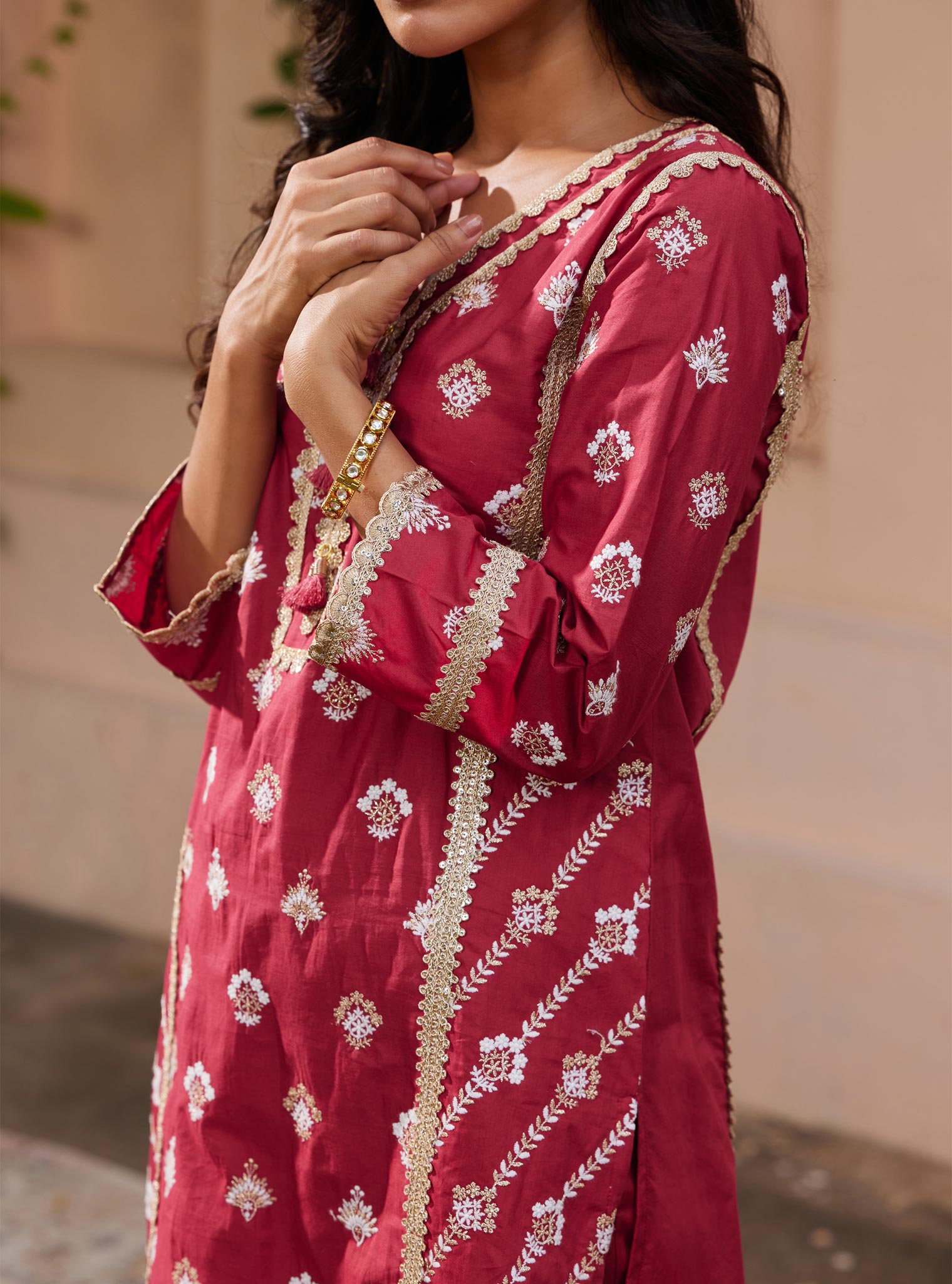 Titli Supima Cotton Red Kurta Set