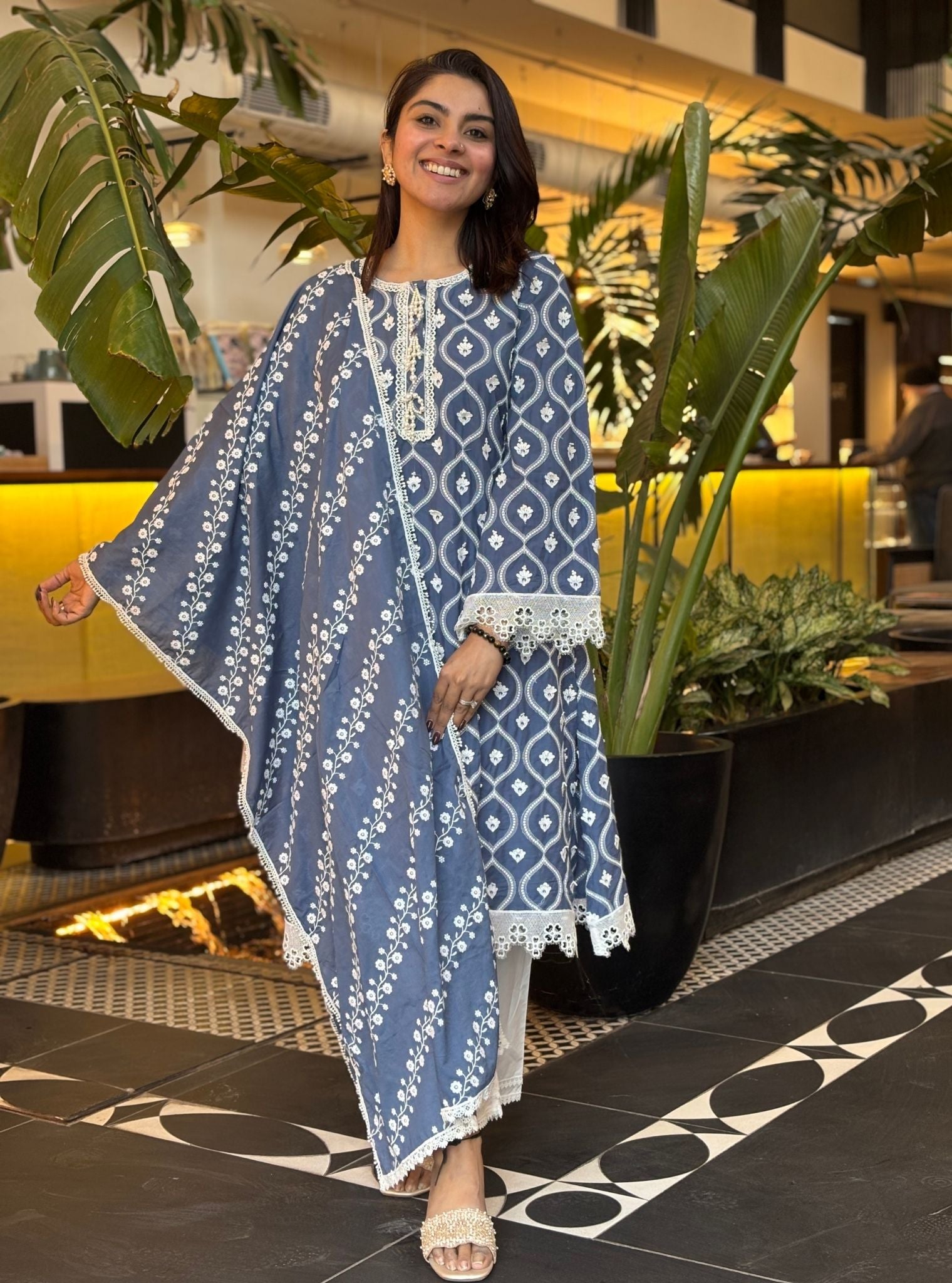 Sintra Supima Cotton Navy Kurta Set