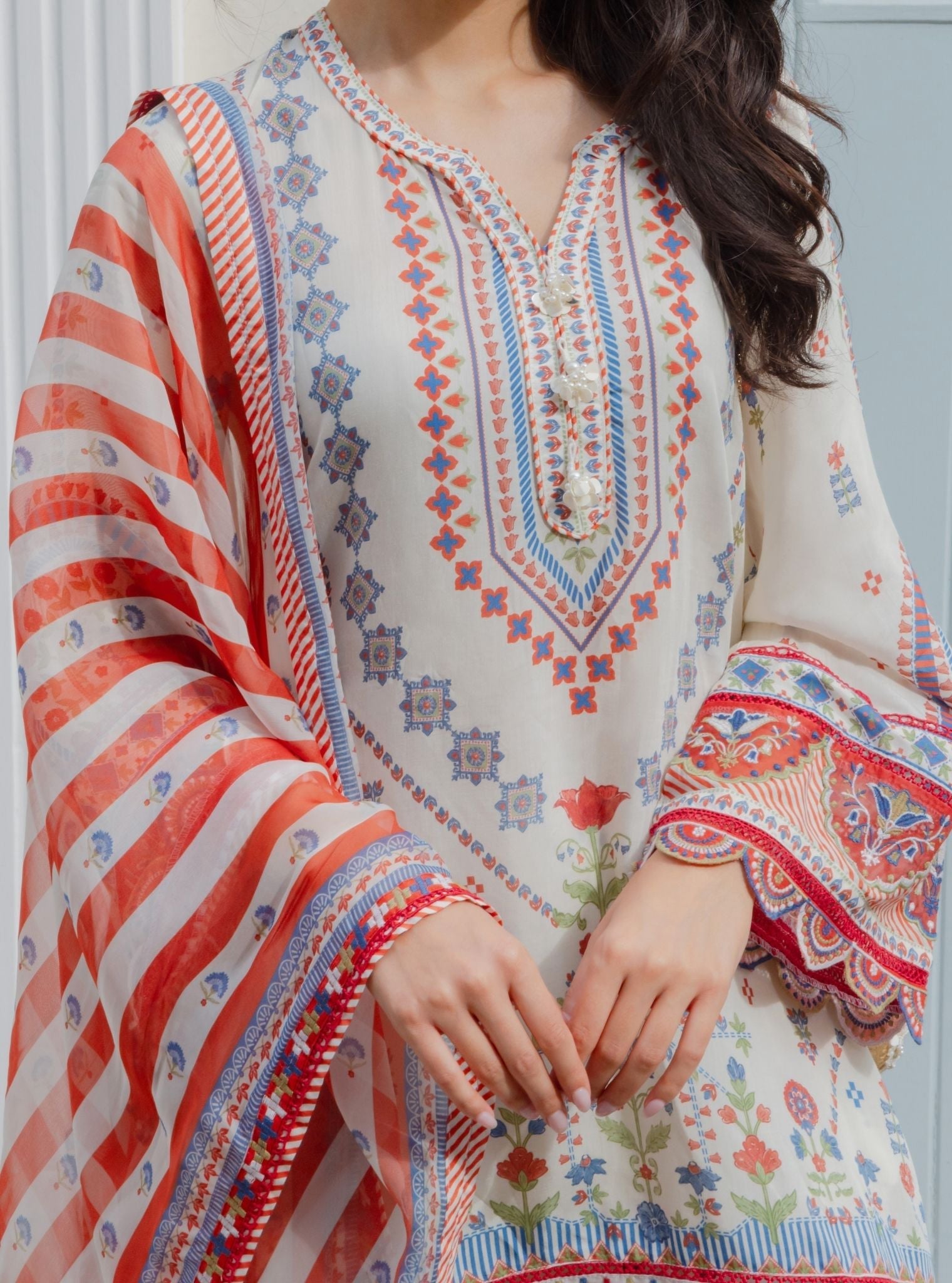 Ceya Lawn Printed Off White Kurta Set