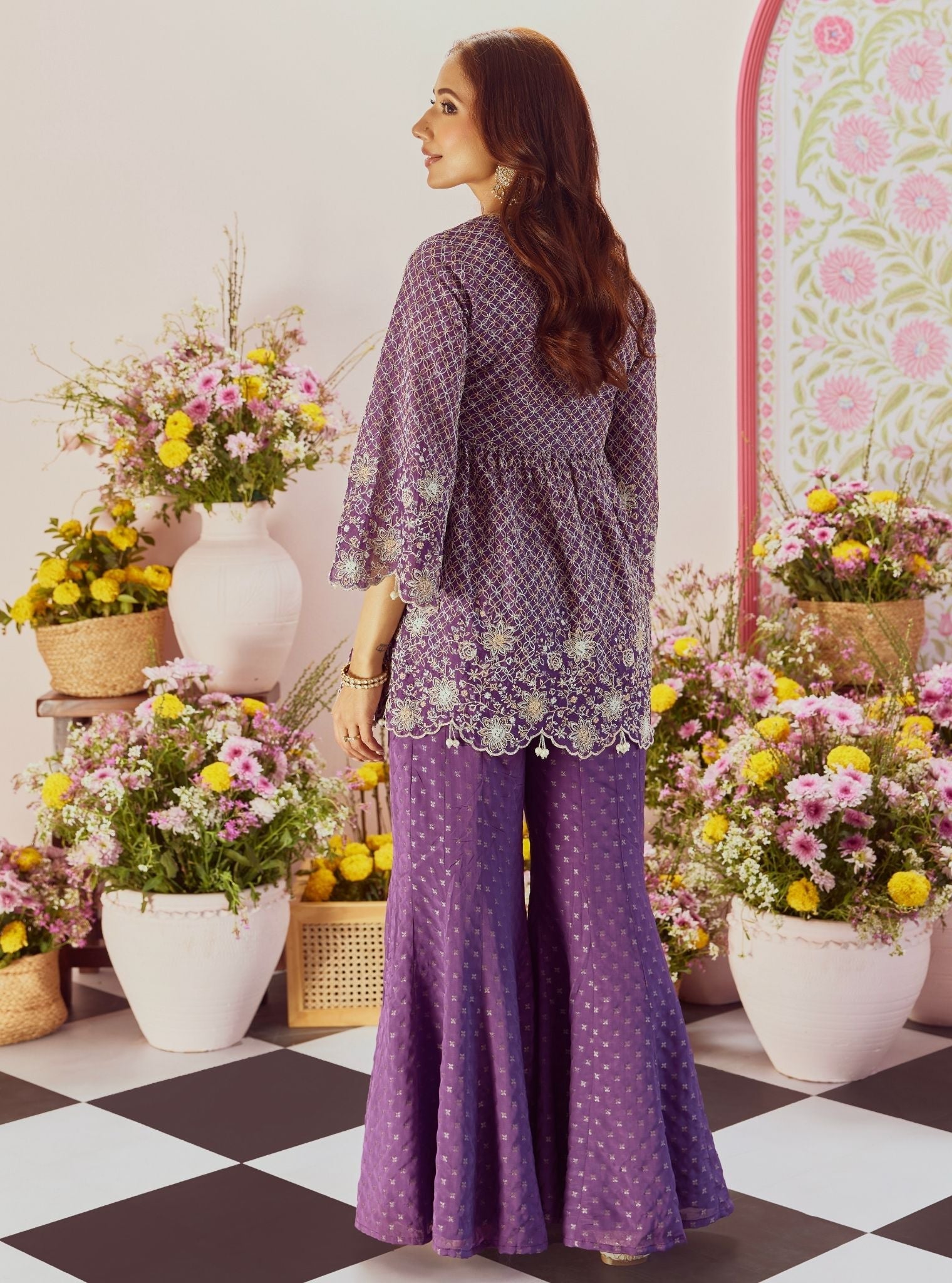 Ghunghroo Banarsi Purple Top Set
