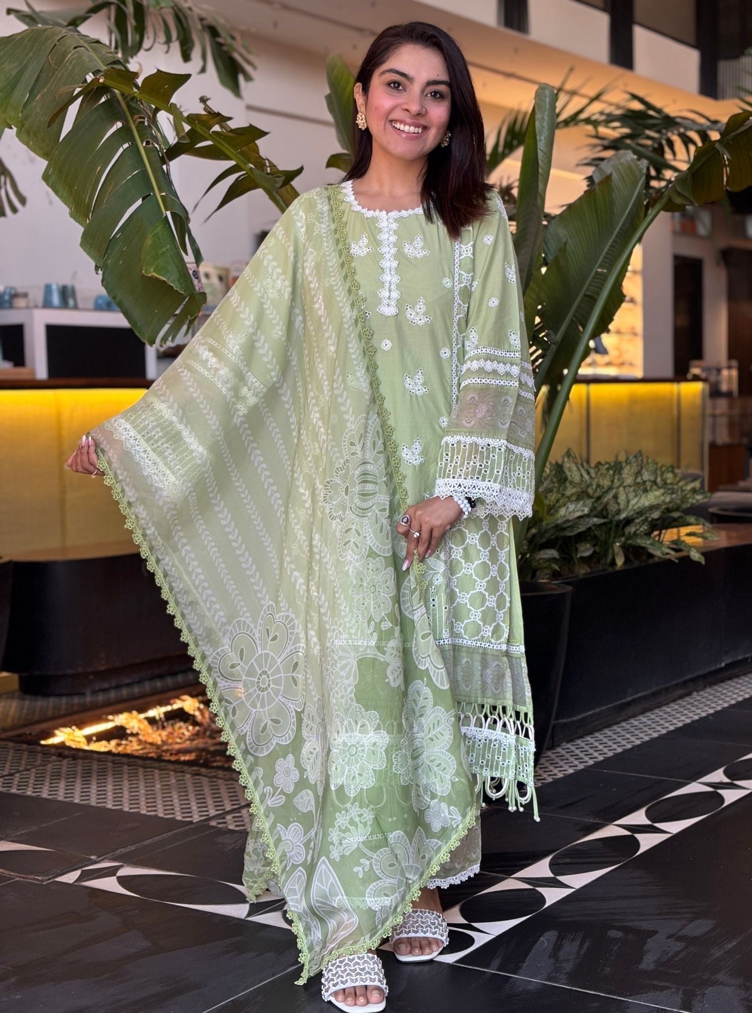 Dhitya Supima Cotton Light Green Kurta Set