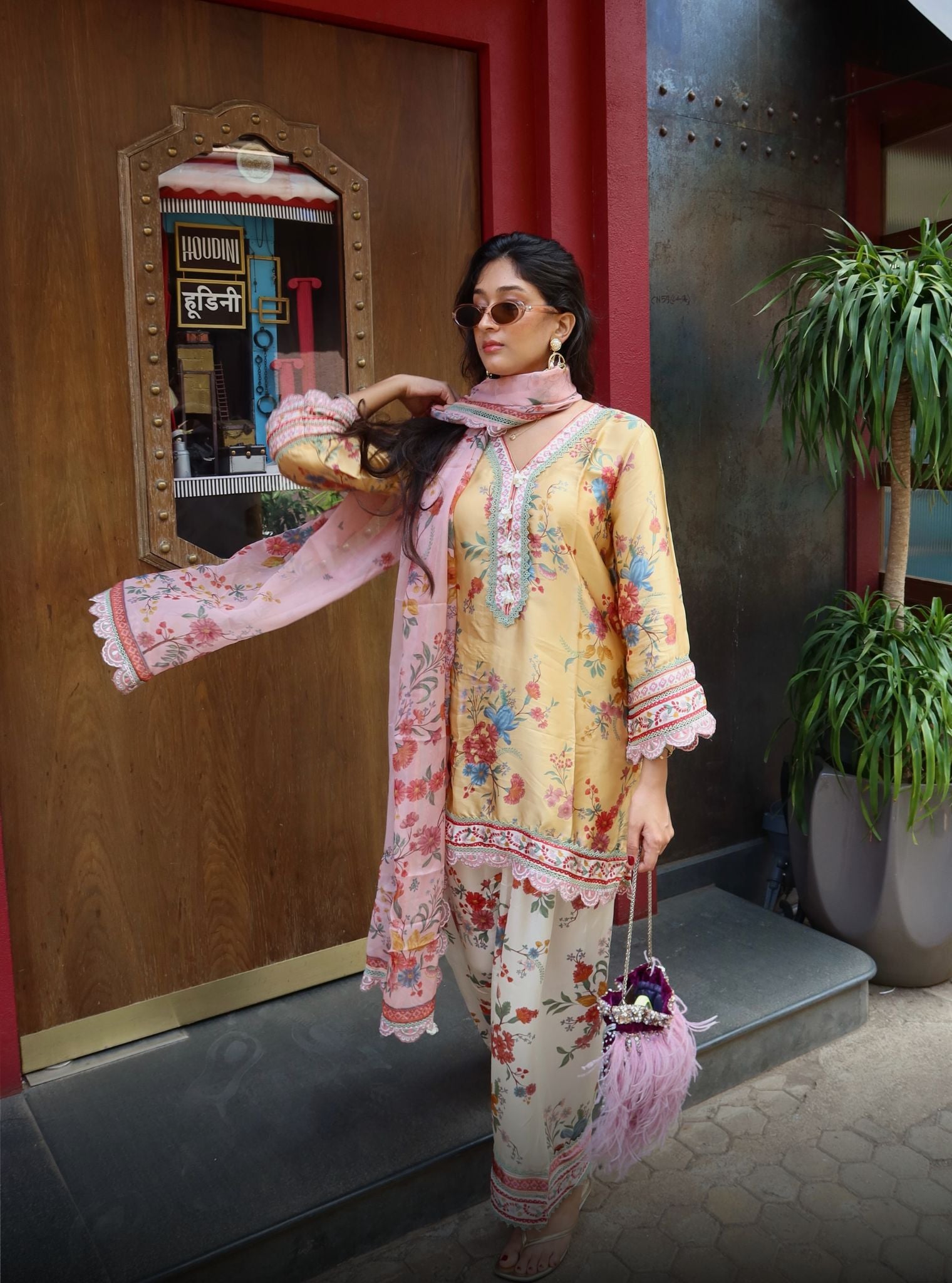 Kena Cupro Satin Mustard Kurta With Farshi Salwar