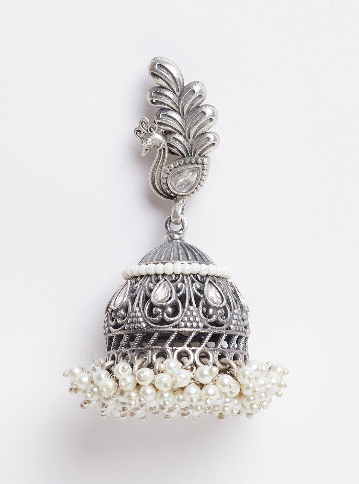 Pure Silver Mayura jhumka