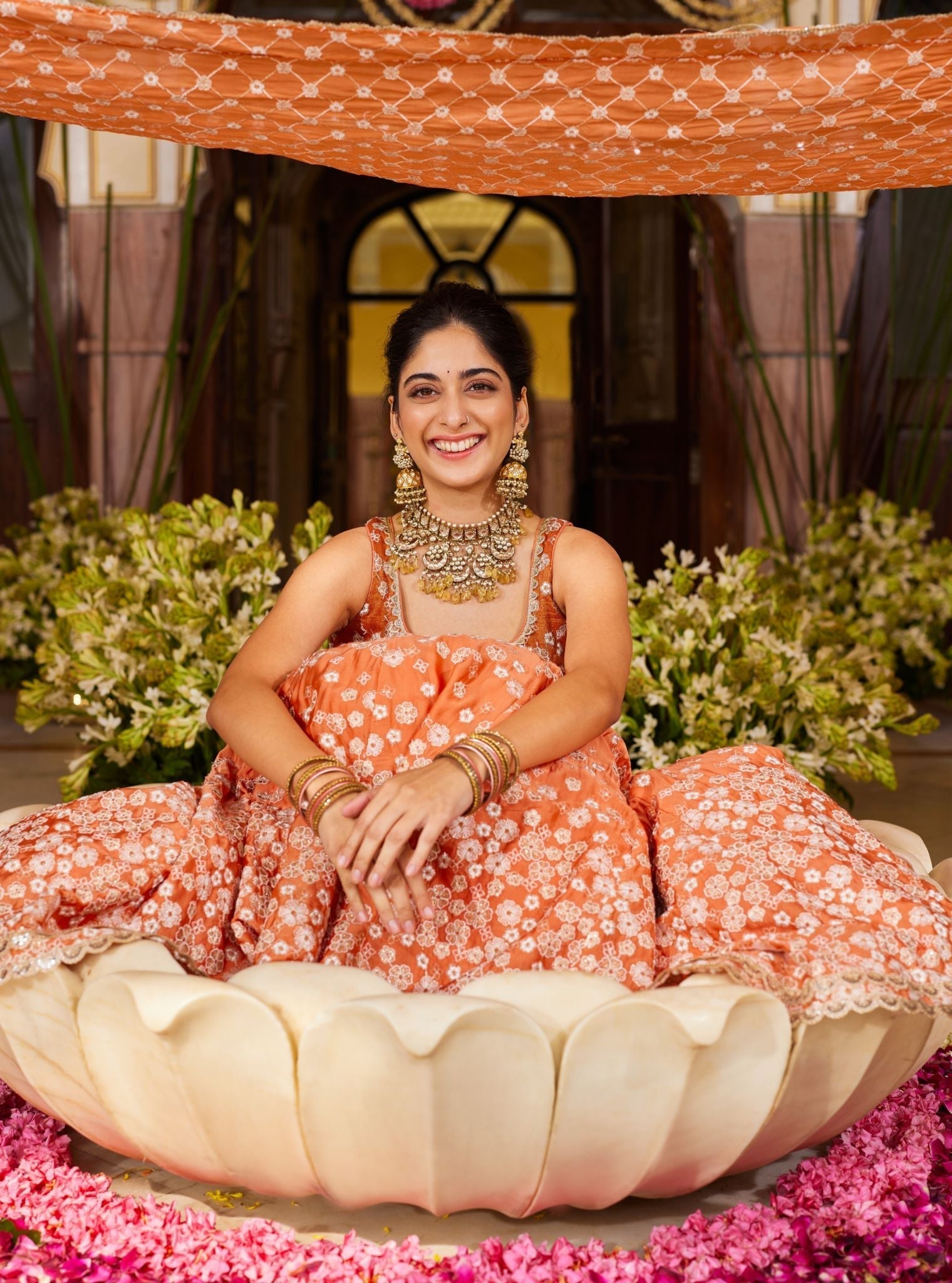 Baliye Organza Satin Burnt Orange Lehenga