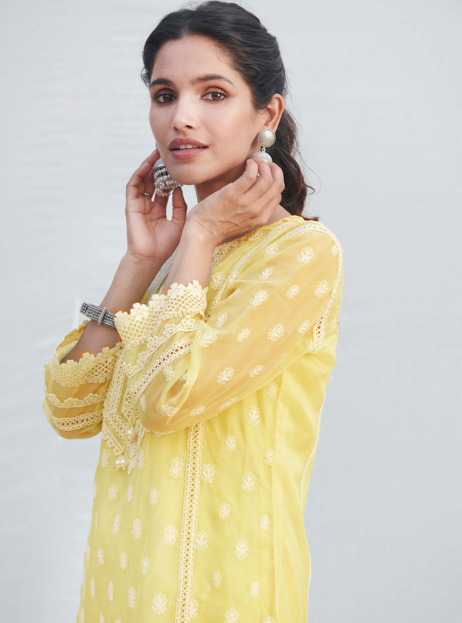 Jankia Organza Yellow Kurta Set