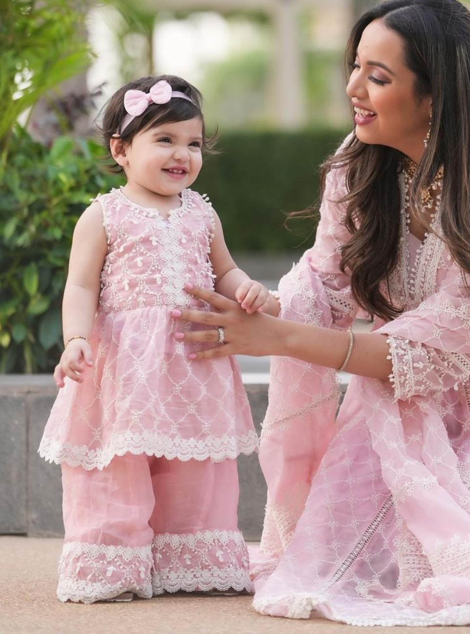 Anya Organza Anarkali Pink Kurta with Sharara Set