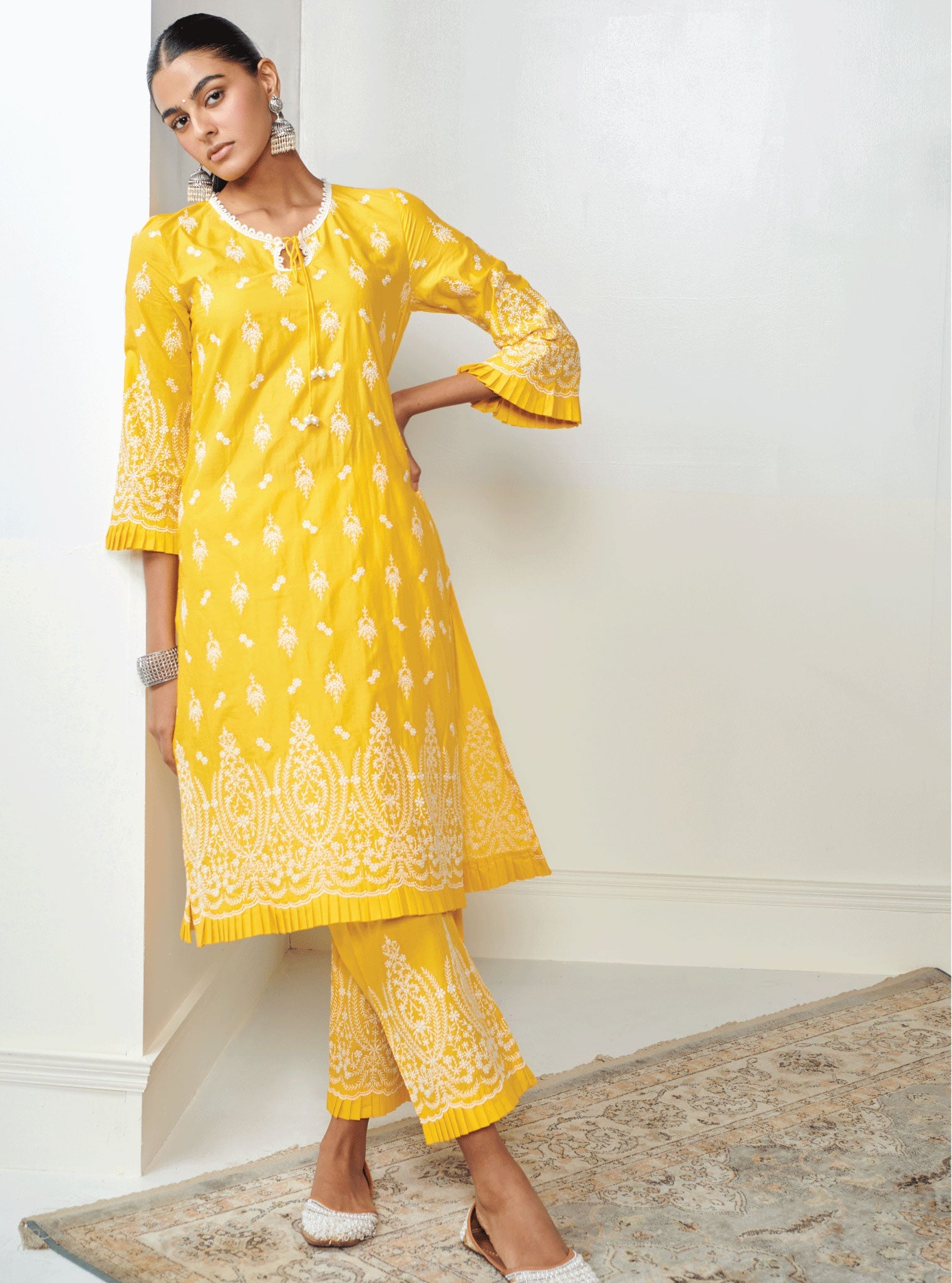 Asteria Supima Cotton Mango Kurta with Palazzo Set