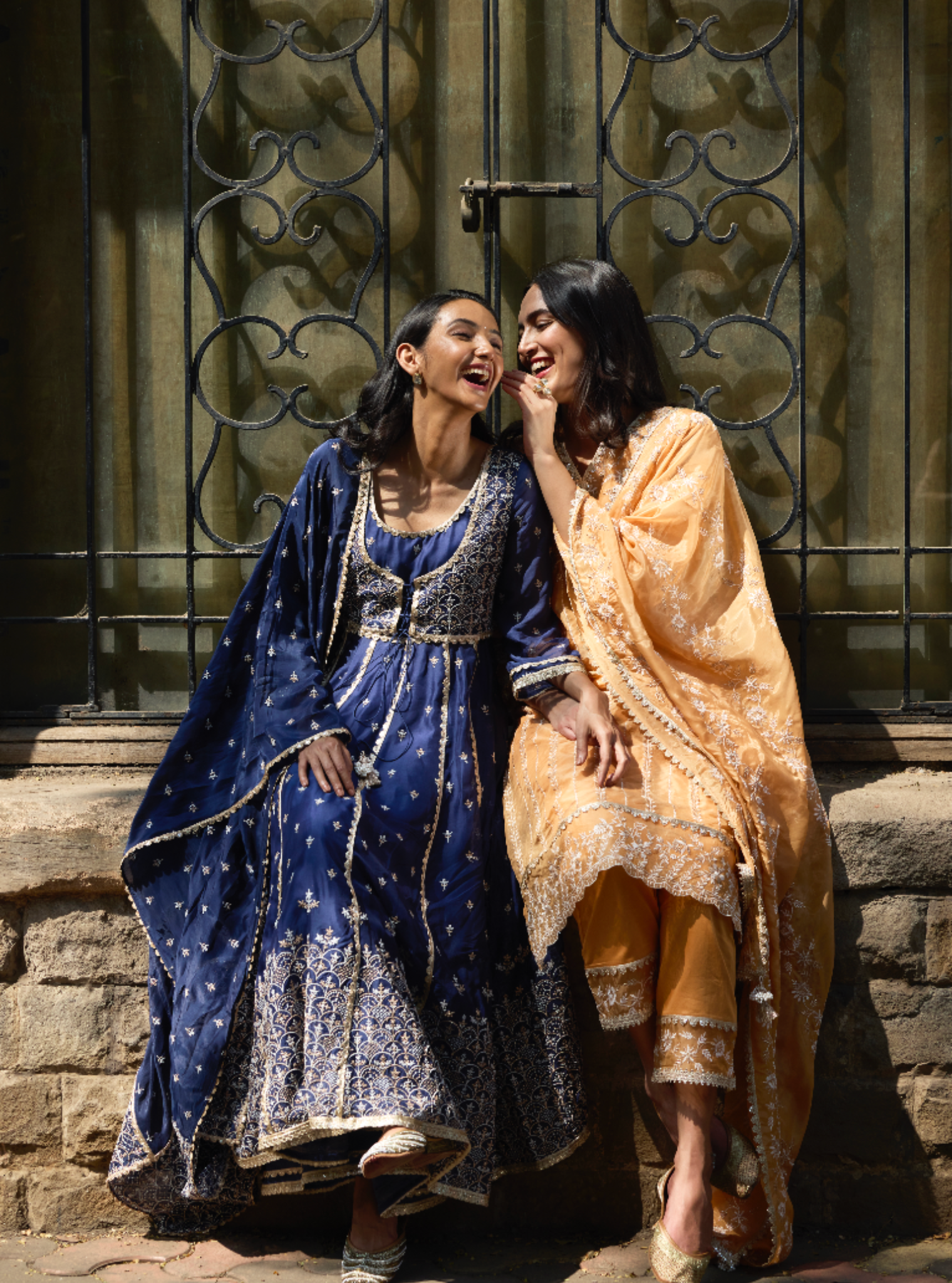 Sheri Organza Anarkali Navy Kurta with Sharara Set