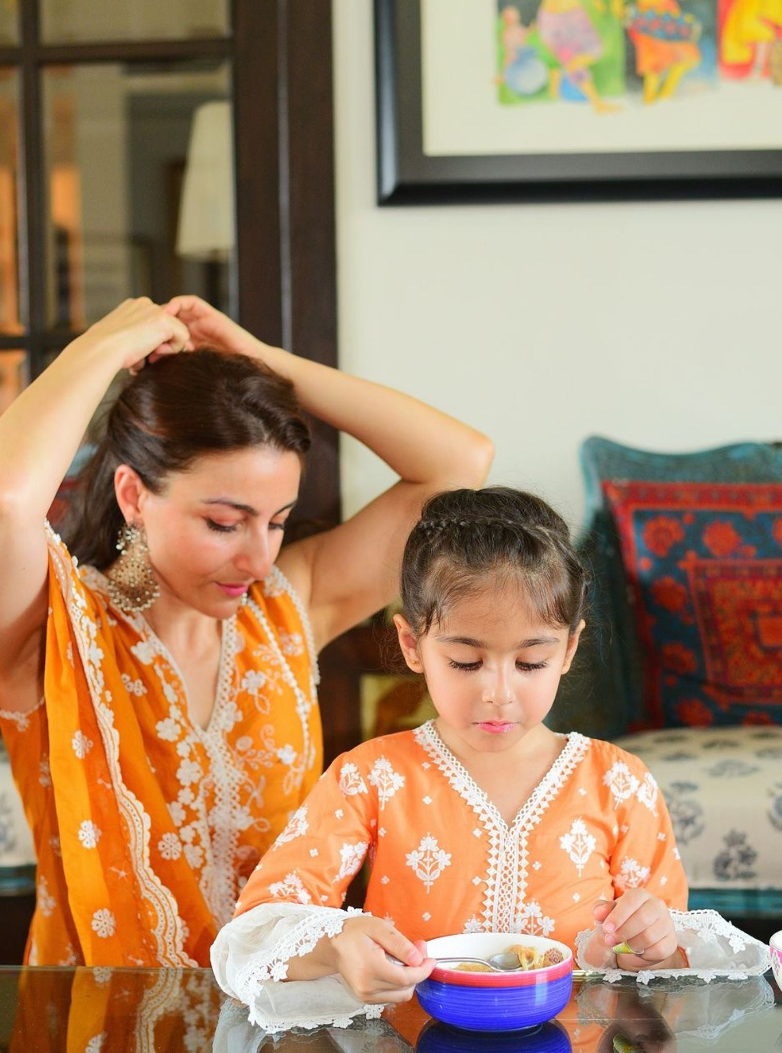 Ensi Supima Cotton Orange Kurta Set