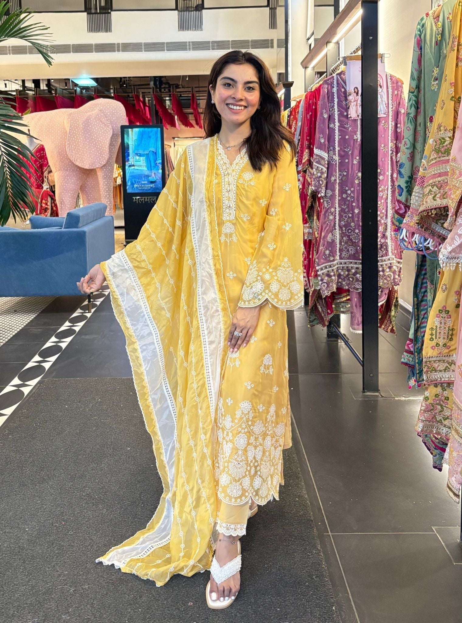 Kiyan Organza Yellow Kurta Set