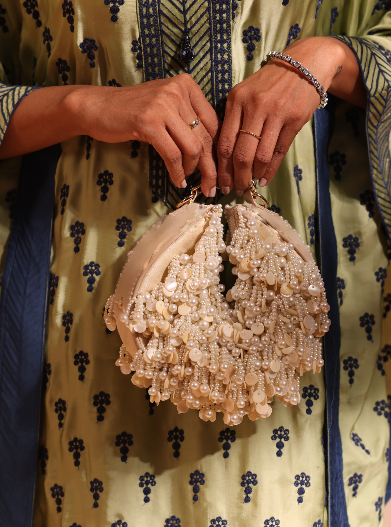 Rumana Off white Moon Shape Bag