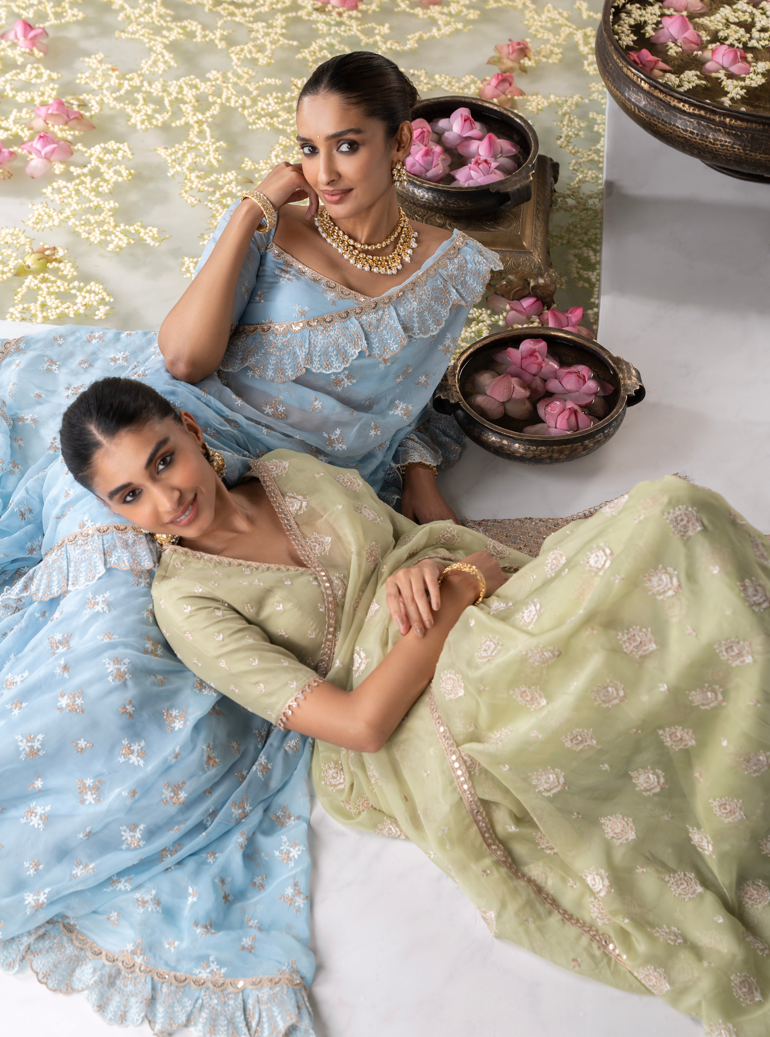 Savani Organza Green Saree