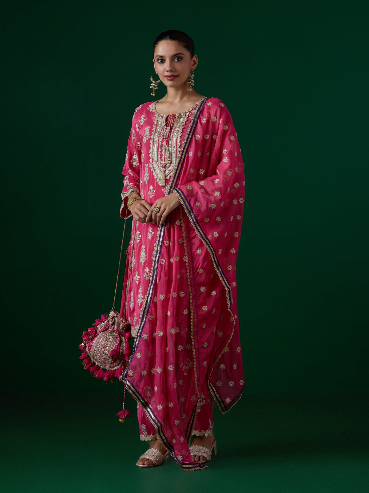 Intira Crepe Fuchsia Kurta Set