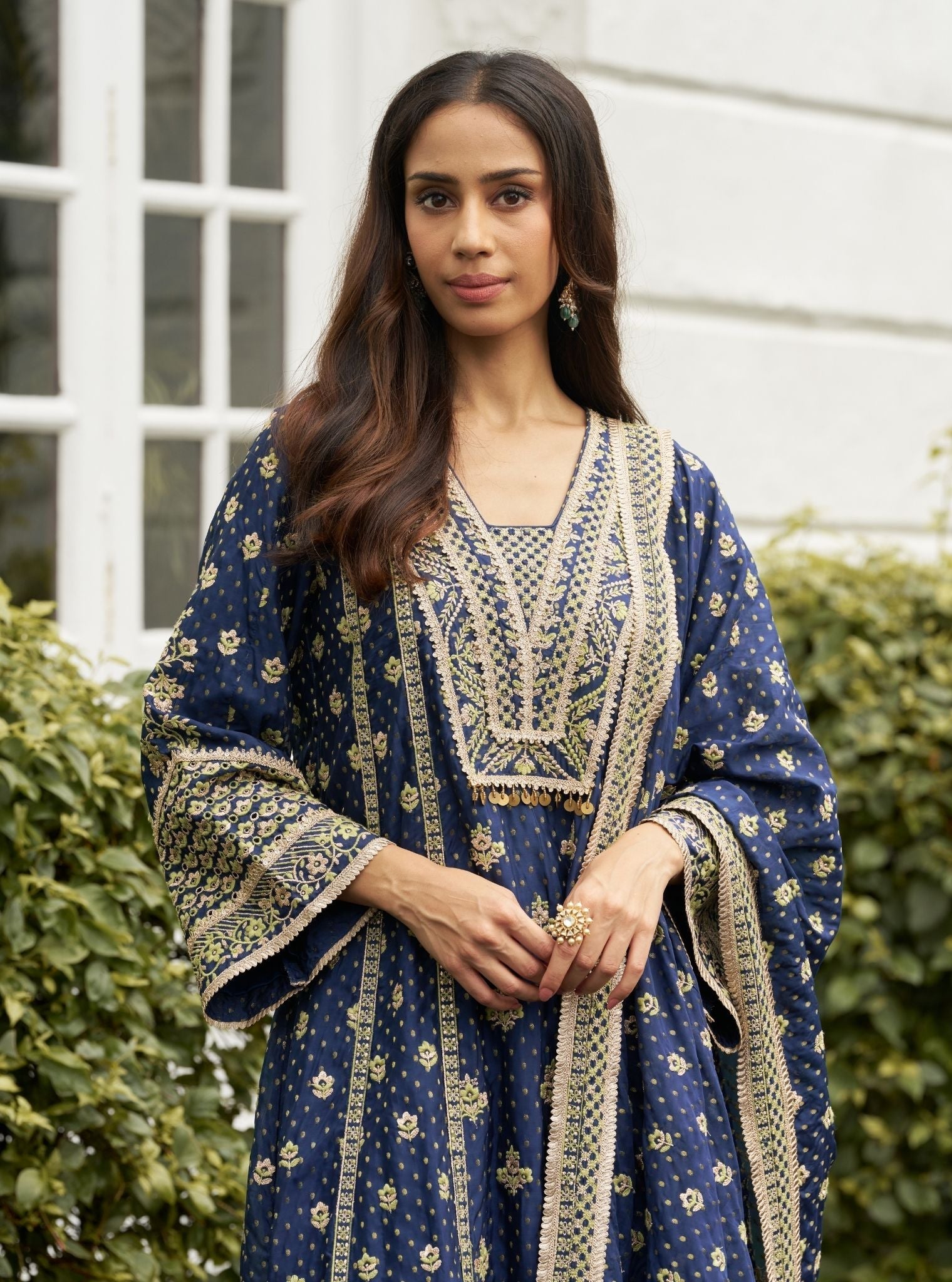 Miraya Banarsi Navy Anarkali Kurta Set