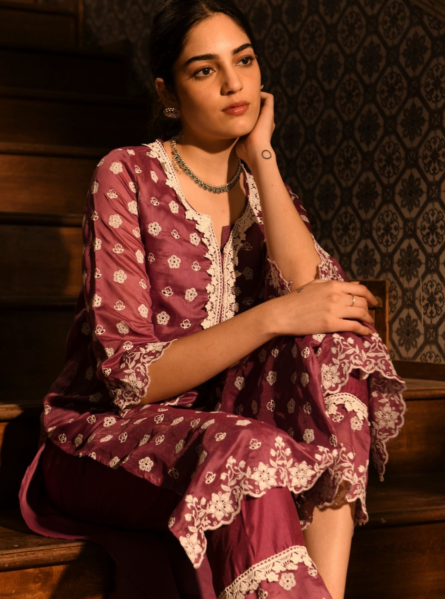 Miri Chanderi Lilac Kurta Set