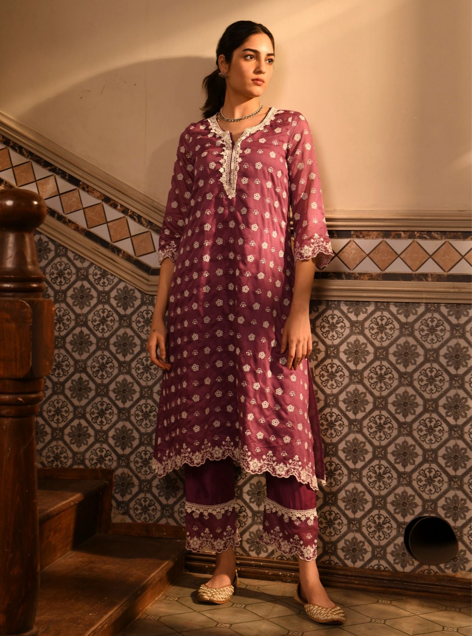 Miri Chanderi Lilac Kurta Set