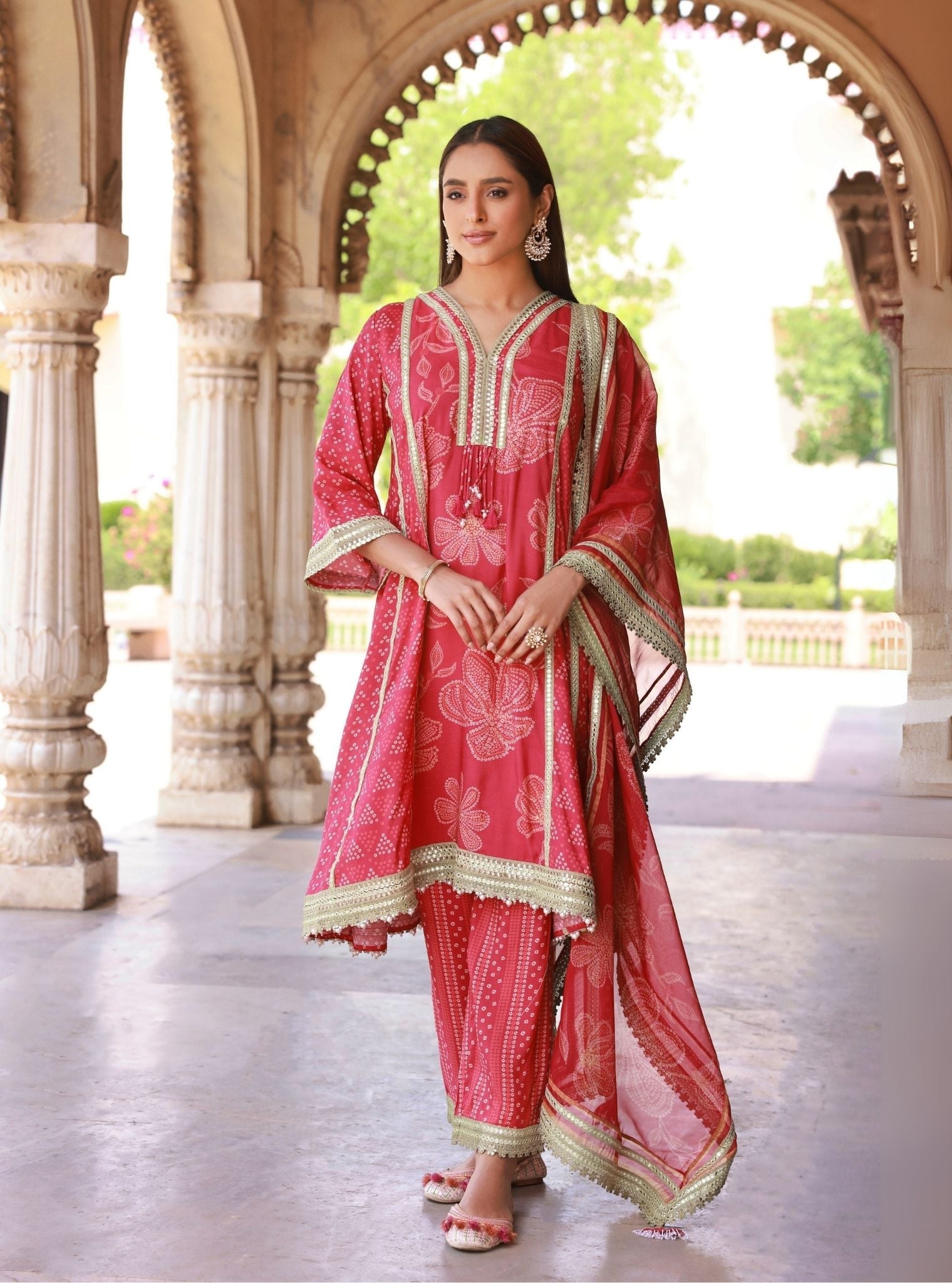 Vrishti Organza Fuschia Kurta Set