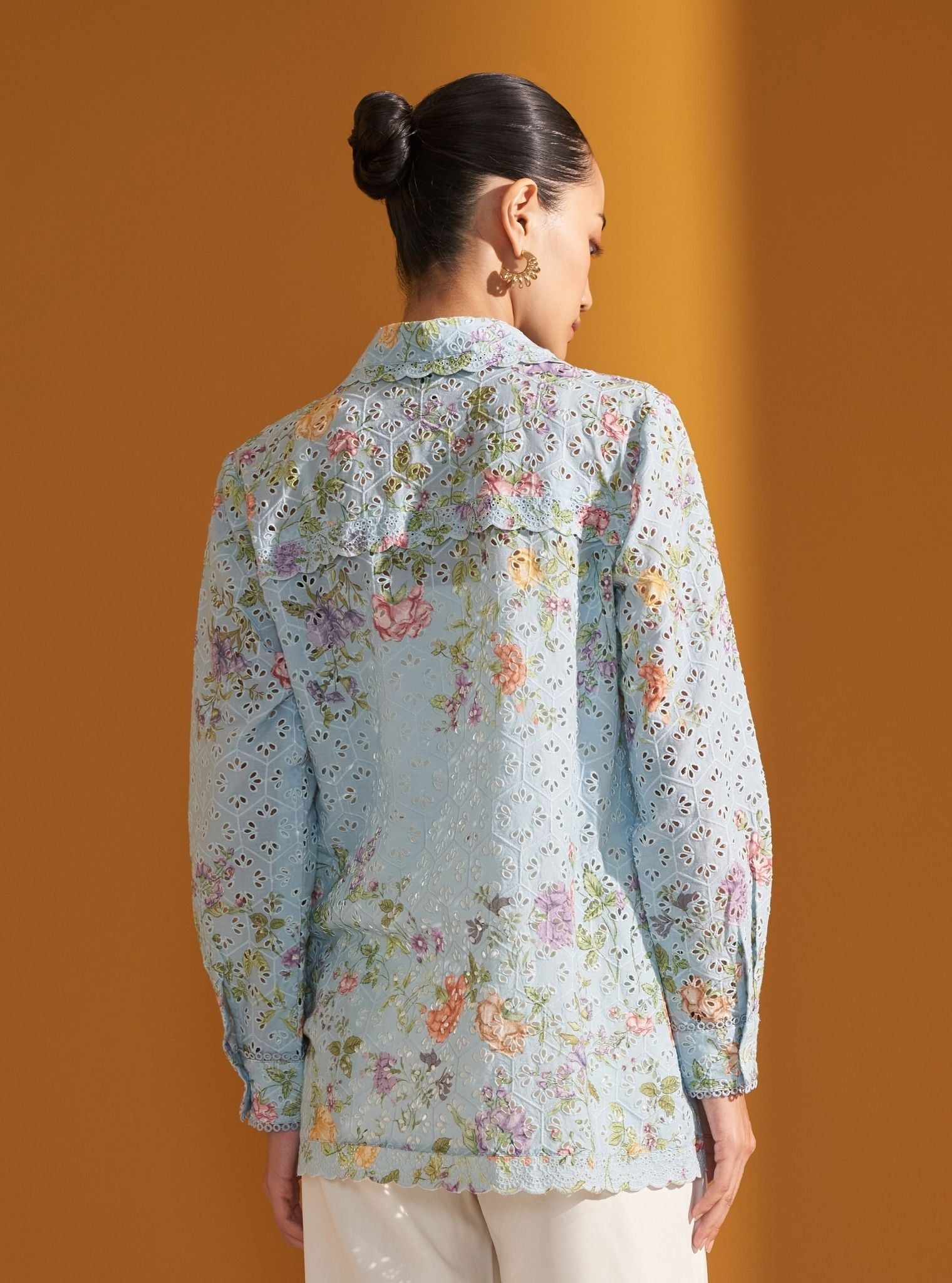 Beatrice Supima Cotton Printed Blue Shirt