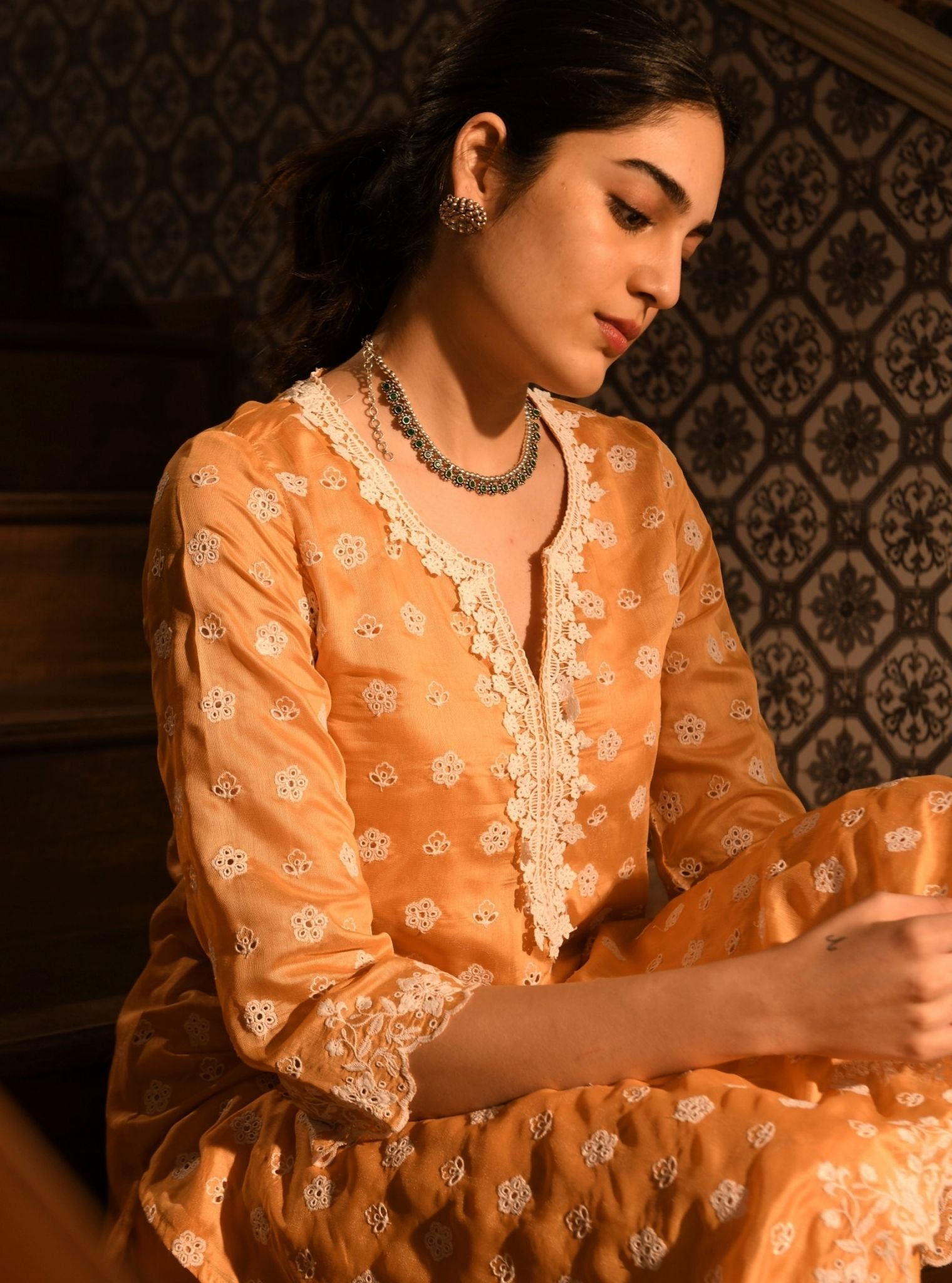 Miri Chanderi Orange Kurta Set
