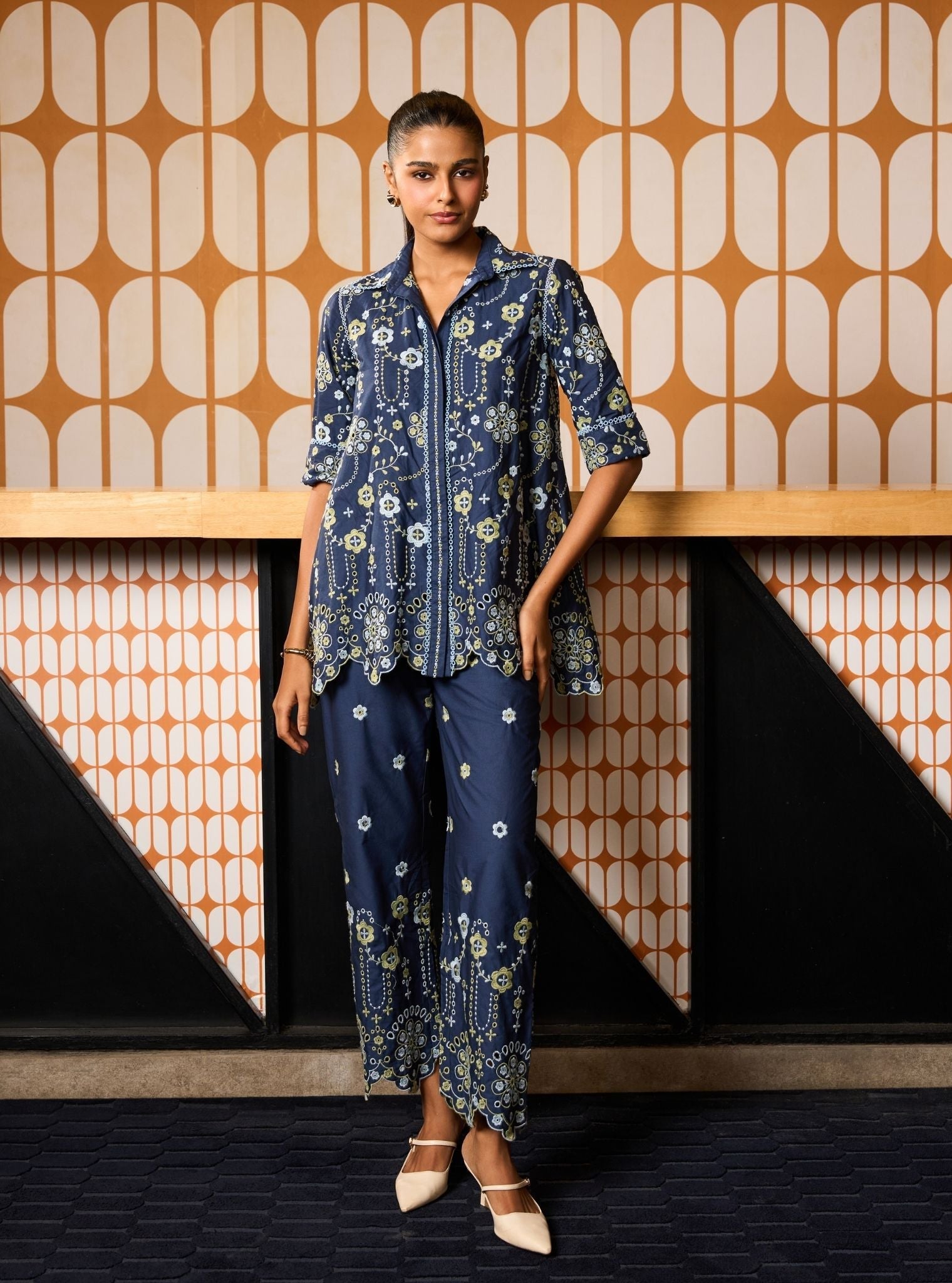 Zahira Supima Cotton Navy Shirt Set