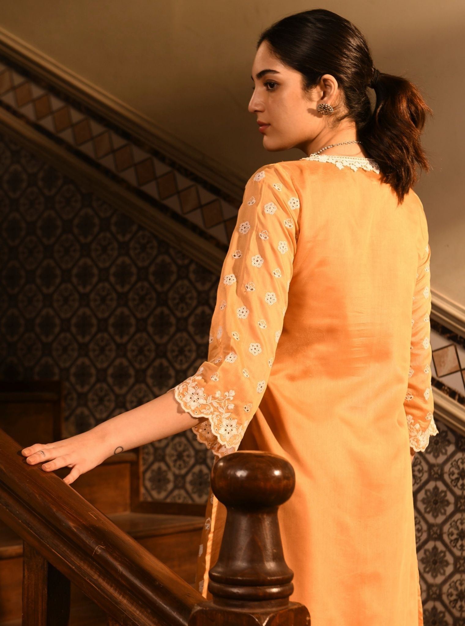 Miri Chanderi Orange Kurta Set
