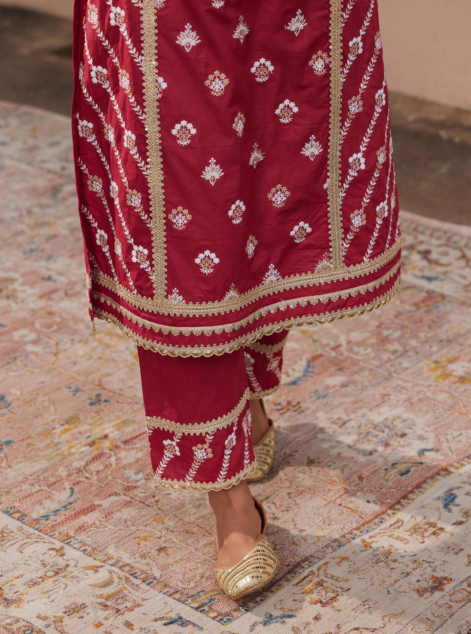 Titli Supima Cotton Red Kurta Set