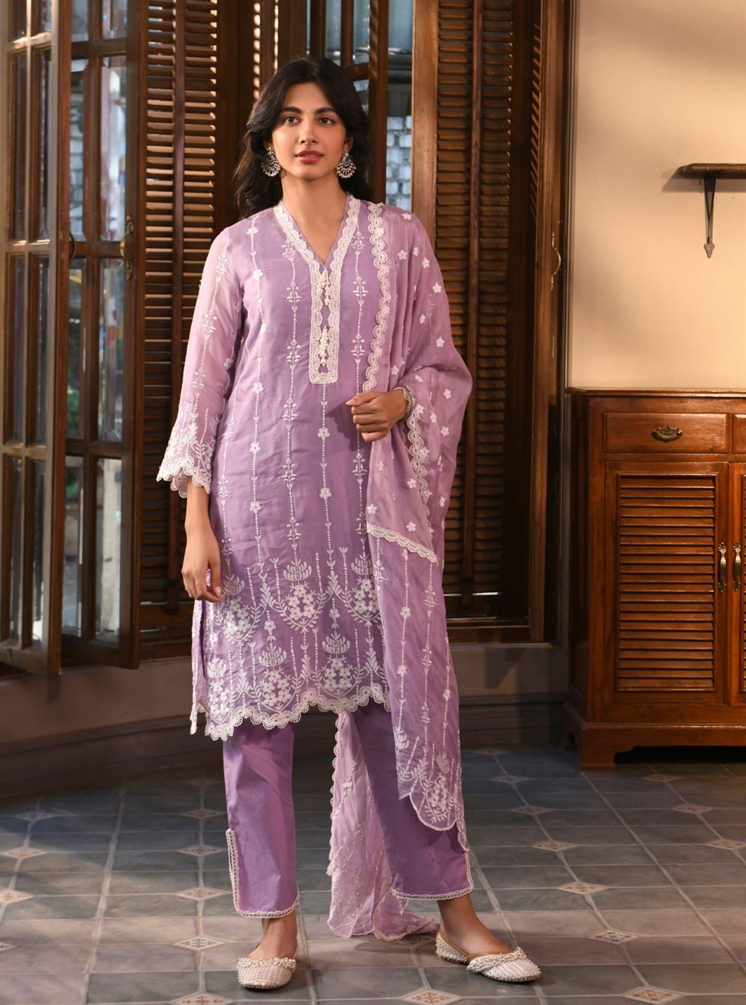 Nima Organza Lavender Kurta Set