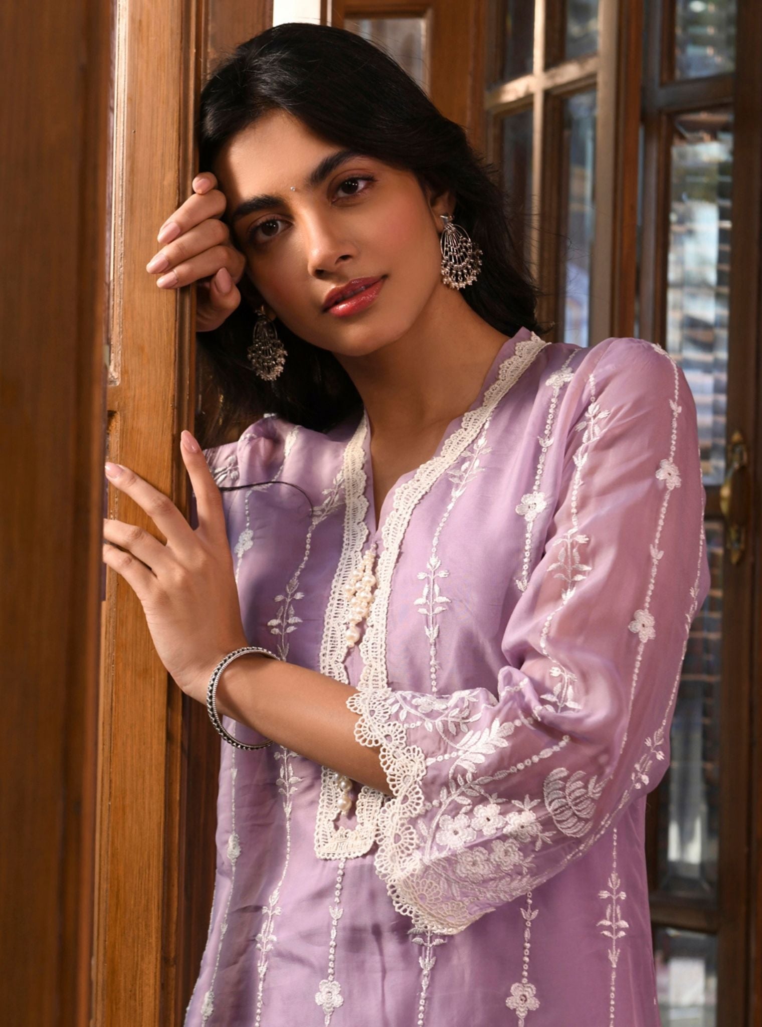 Nima Organza Lavender Kurta Set