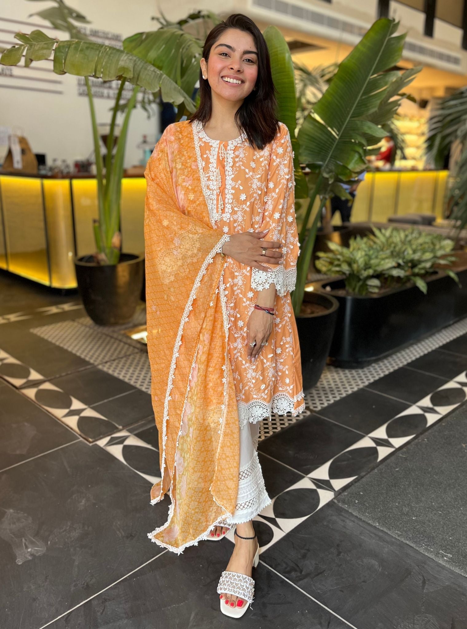 BayBreeze Supima Cotton Orange Kurta Set