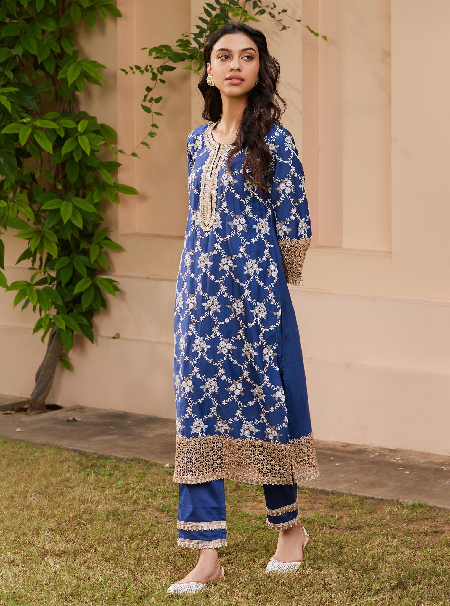 Agasti Pima Navy Kurta Set