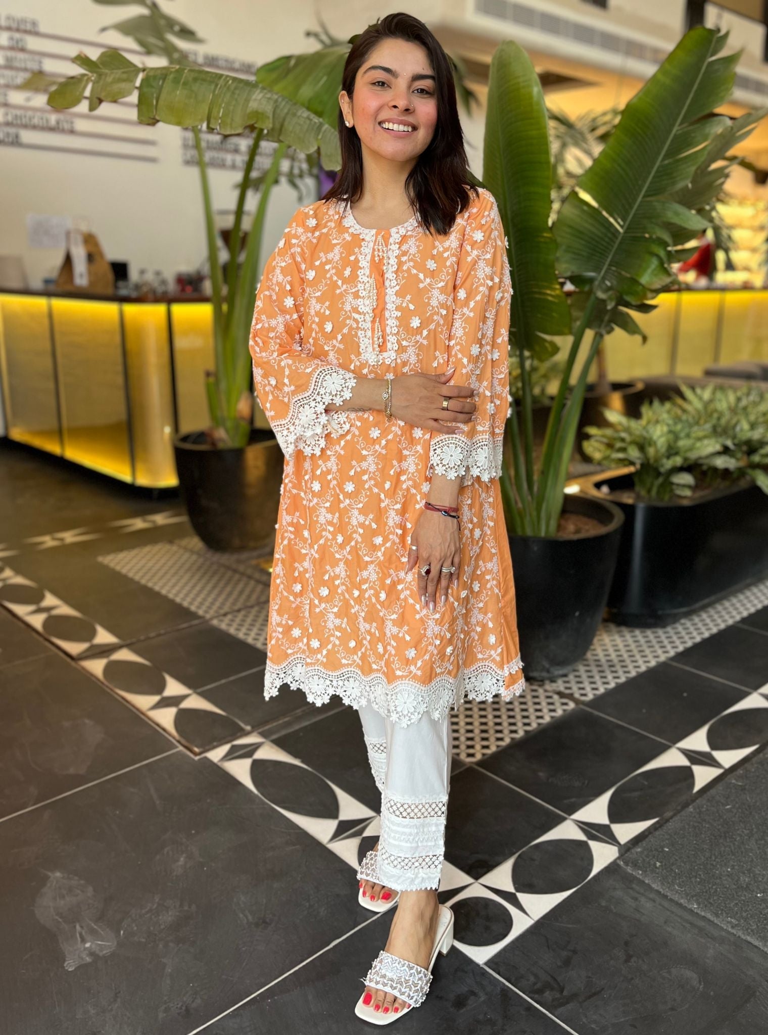 BayBreeze Supima Cotton Orange Kurta Set