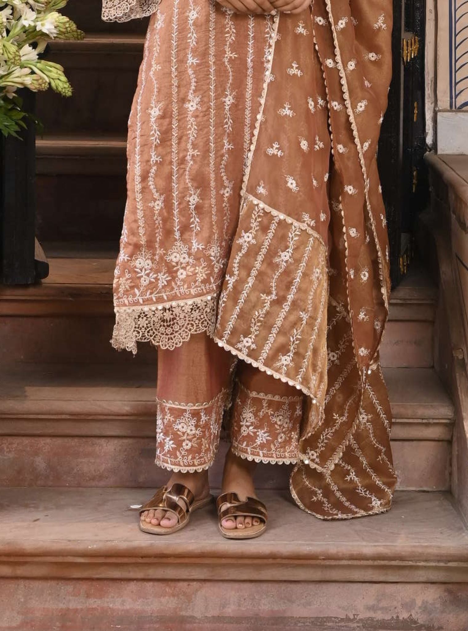 Chaleya Luxe Tissue Satin Old Rose Kurta Set