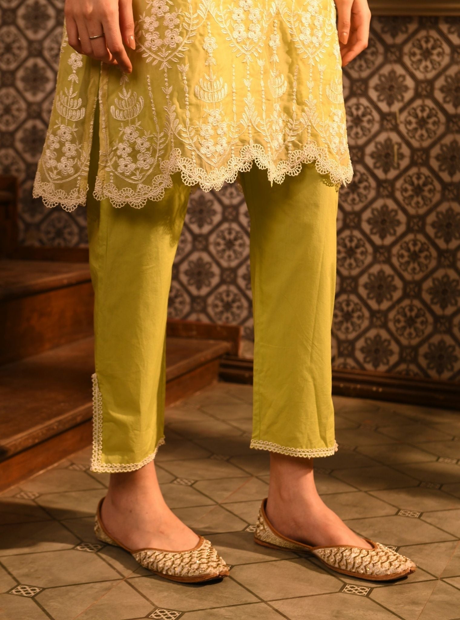 Nima Organza Lime Kurta Set