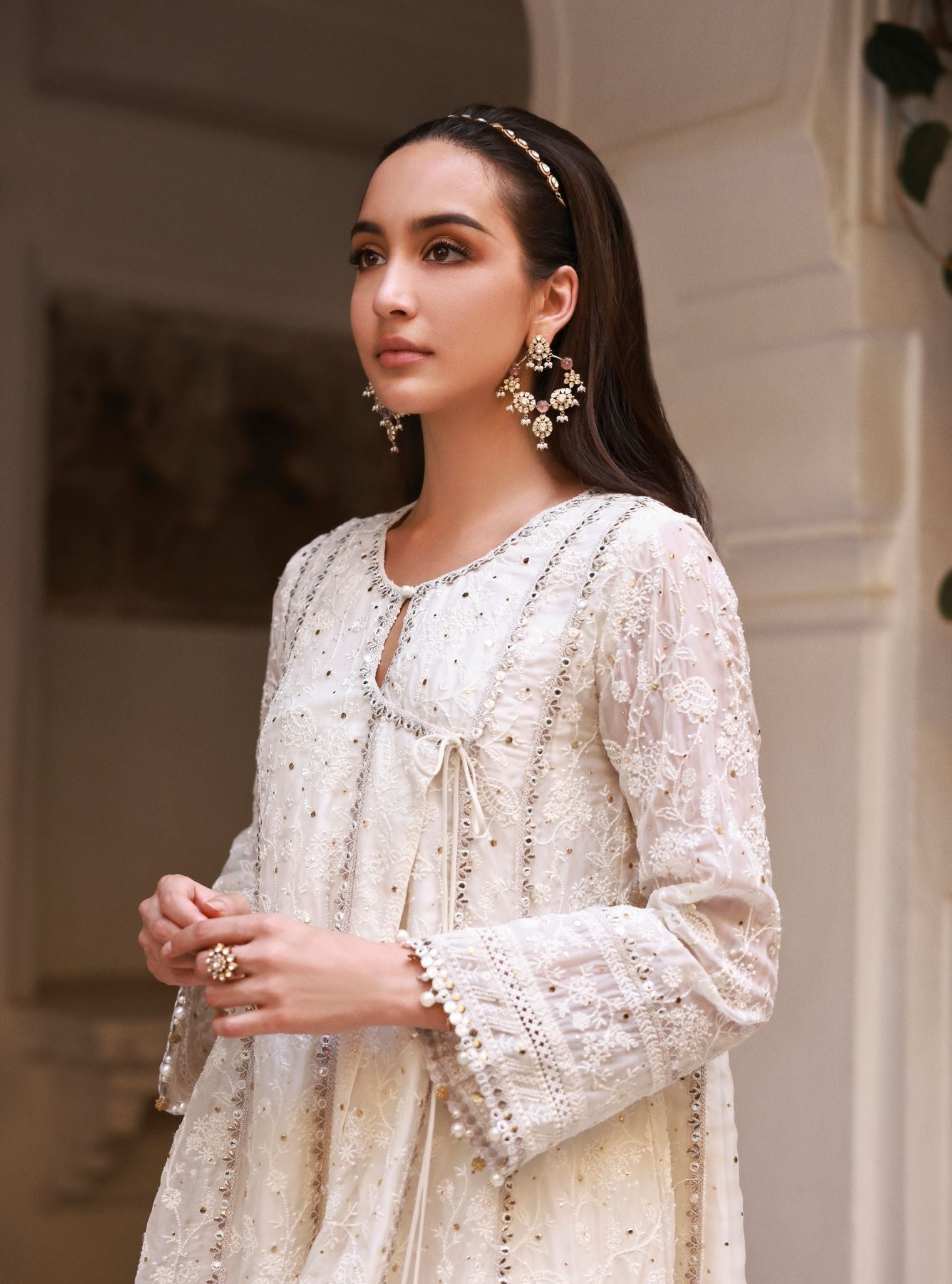 Anmika Organza Off White Kurta Set