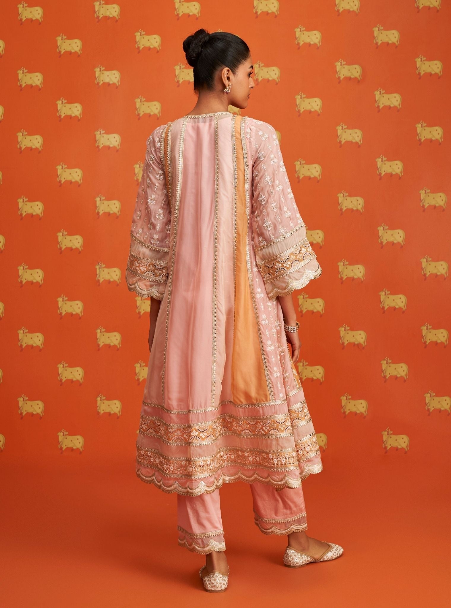 Sawika Organza Pink Anarkali Kurta Set