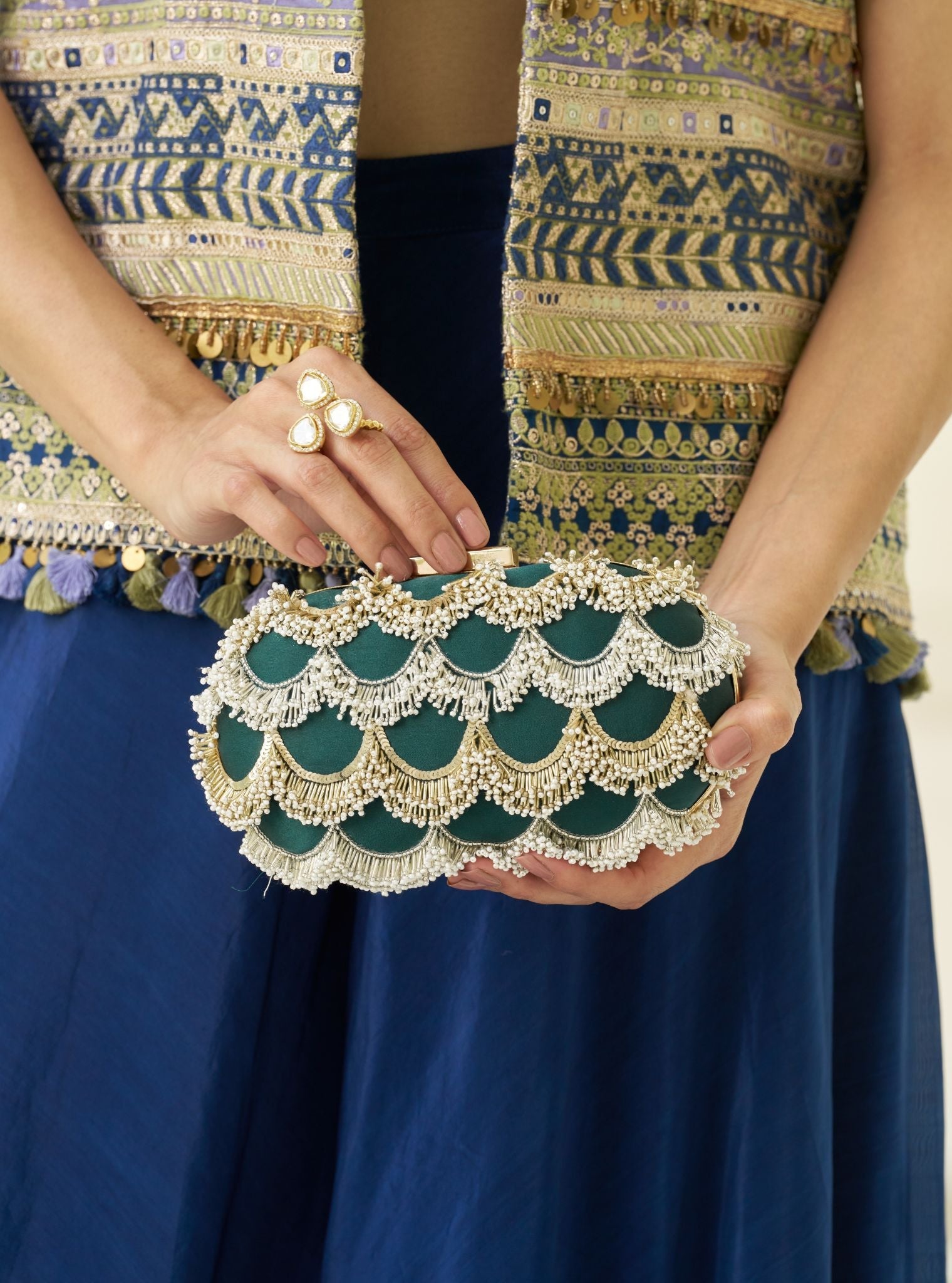 Athena Emerald Green Clutch Bag