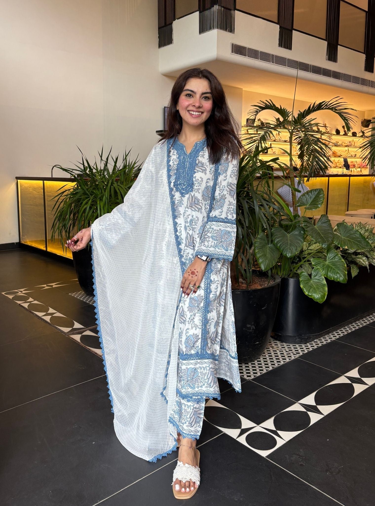 Esti Supima Cotton Blue Kurta Set