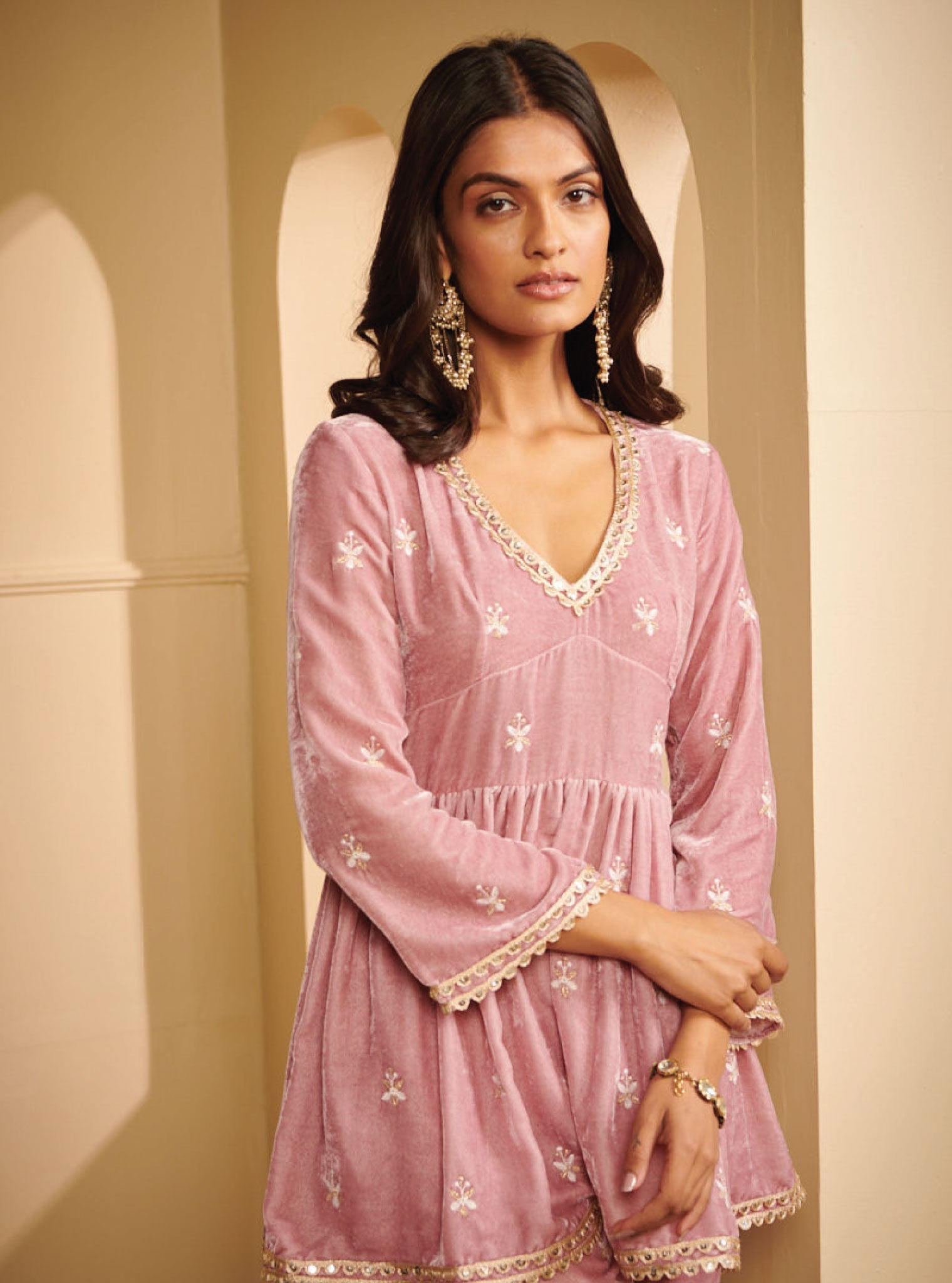 Mysa Velvet Lilac Kurta Set