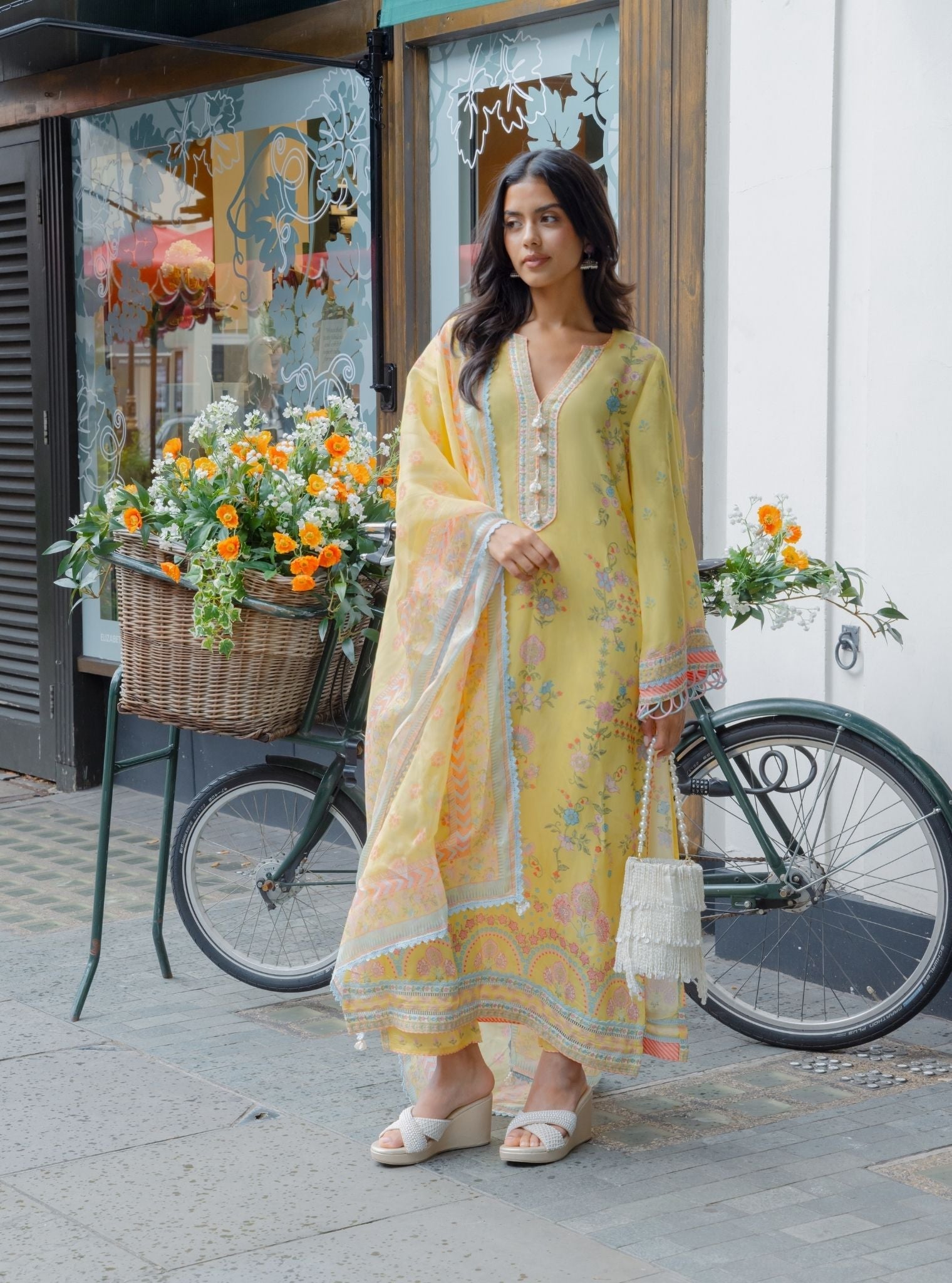 Zivra Lawn Printed Yellow Kurta Set