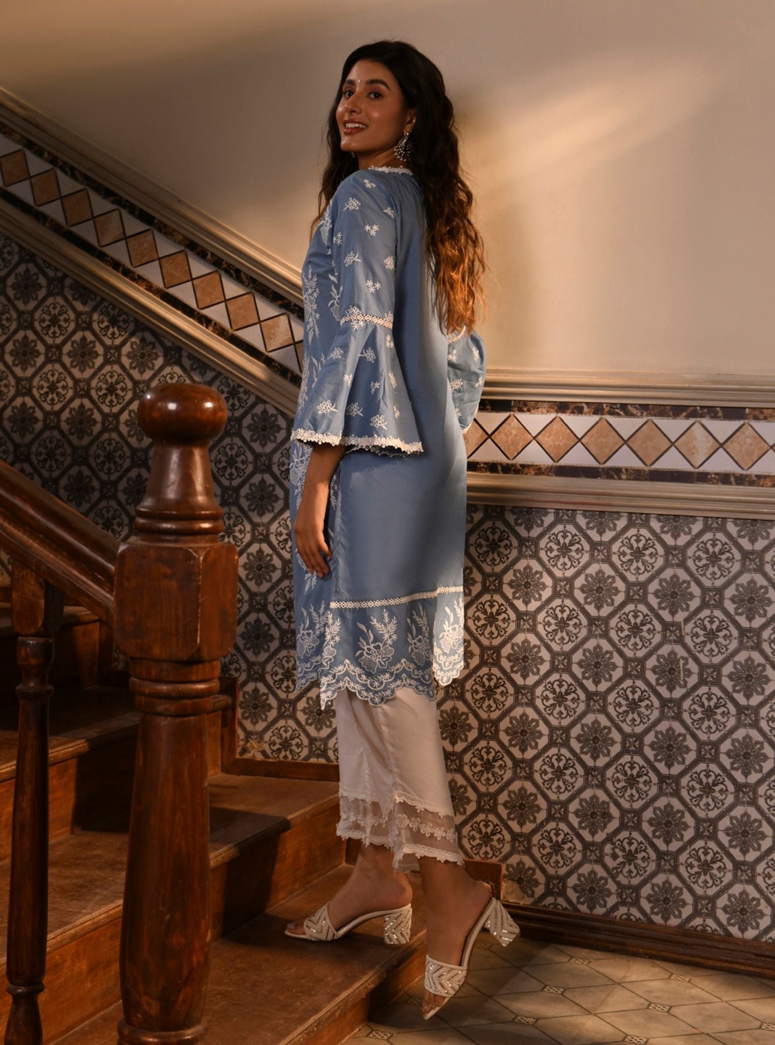 Anisa Supima Cotton Denim Kurta Set