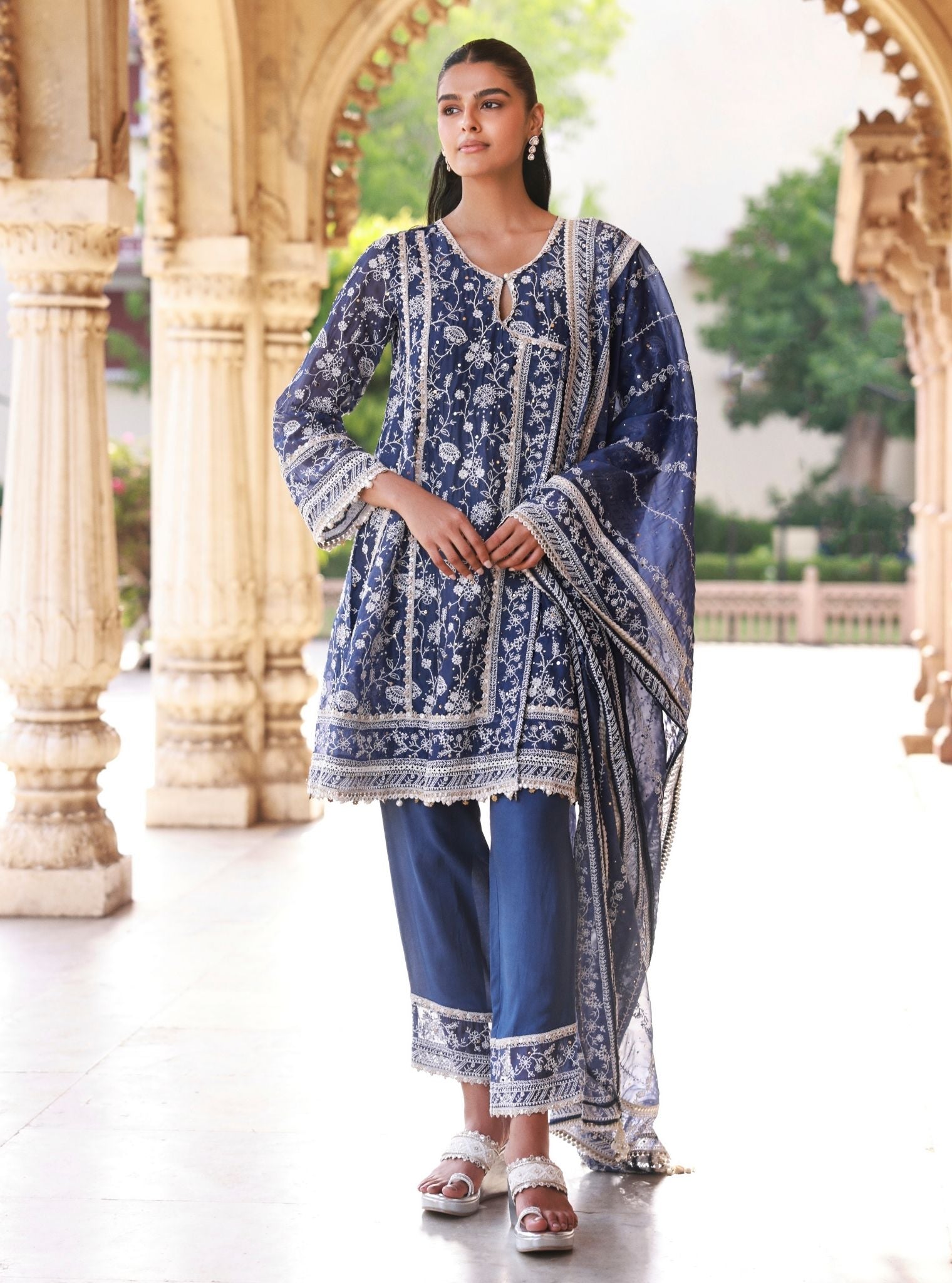 Anmika Organza Navy Kurta Set