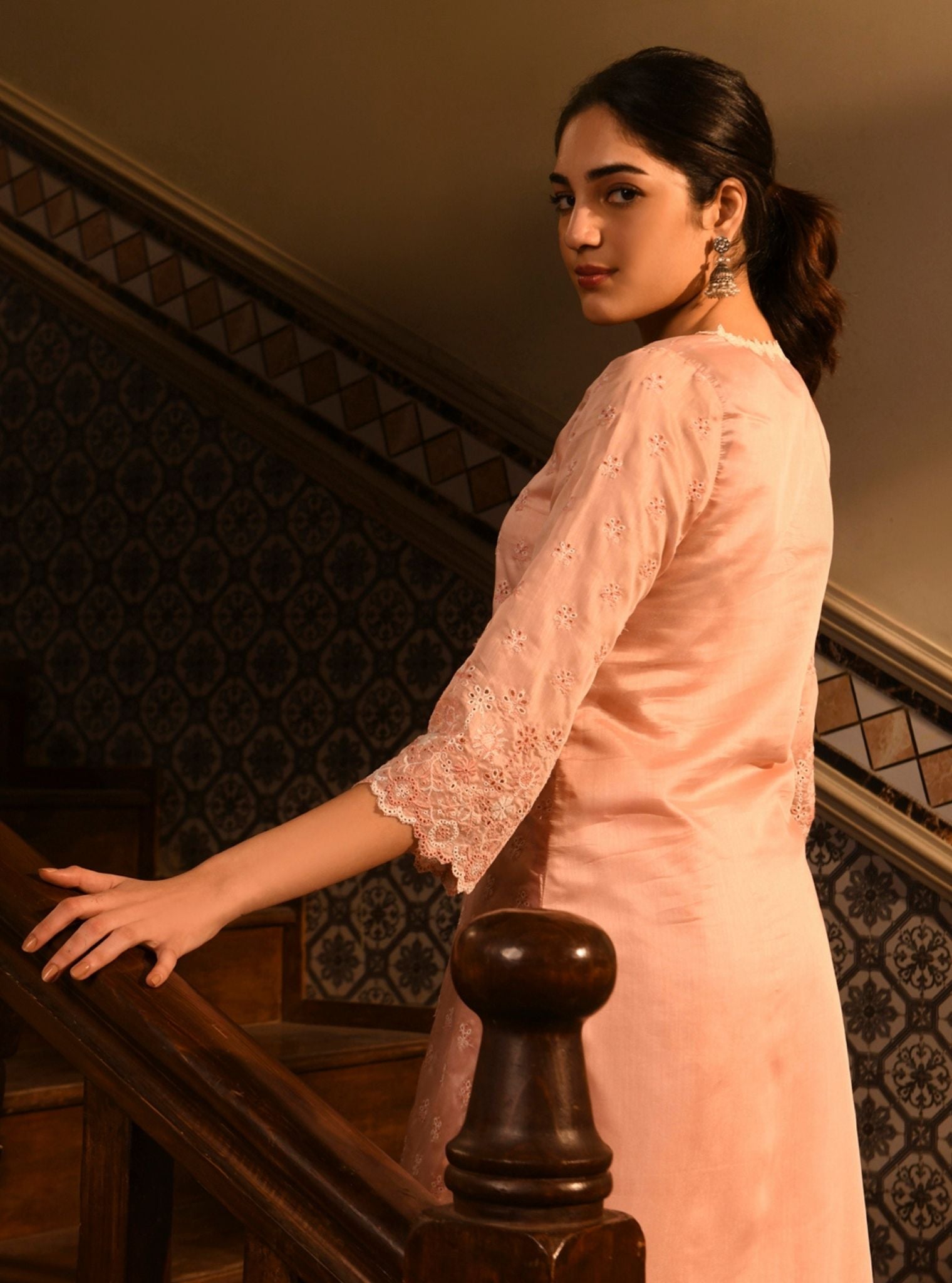 Ray Chanderi Pink Kurta Set