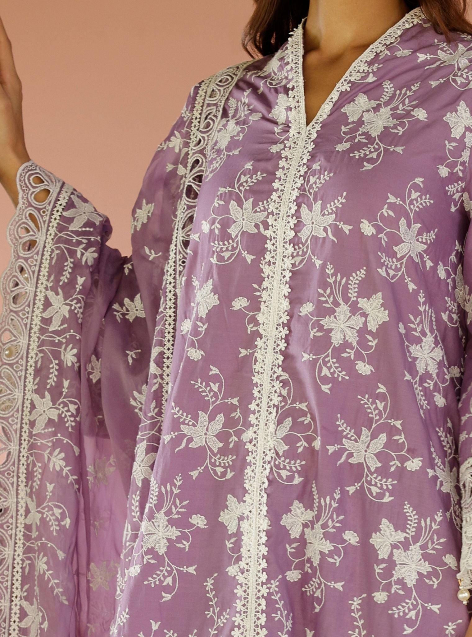 Mulmul Organza Aalaya Violet Dupatta
