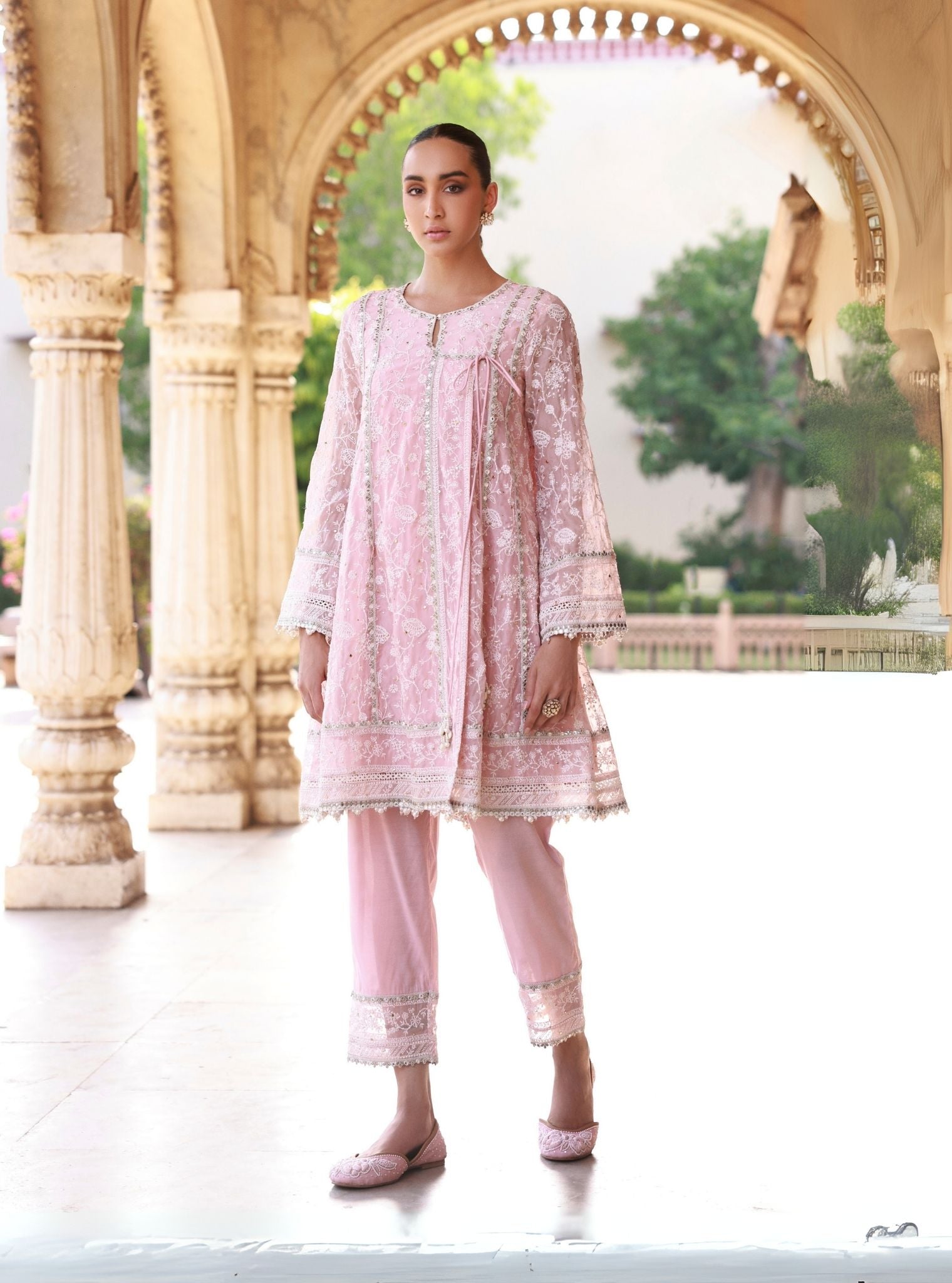 Anmika Organza Pink Kurta Set