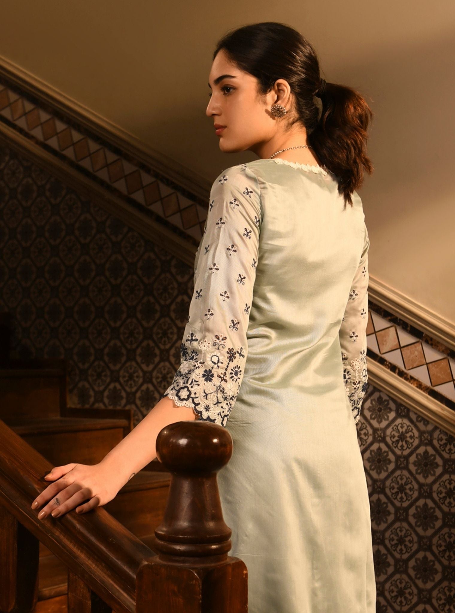 Ray Chanderi Light Blue Kurta Set