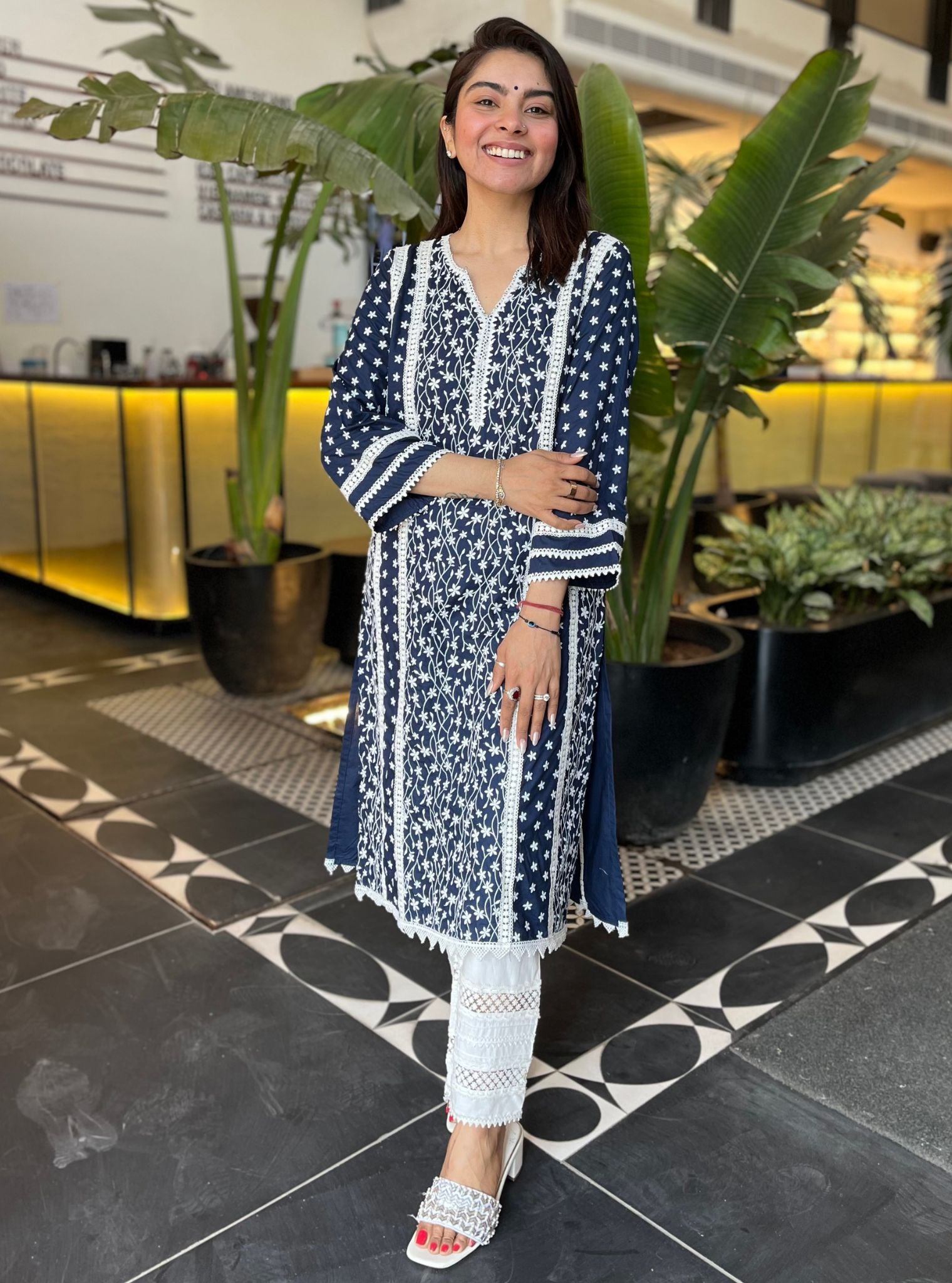 Moira Supima Cotton Navy Kurta Set