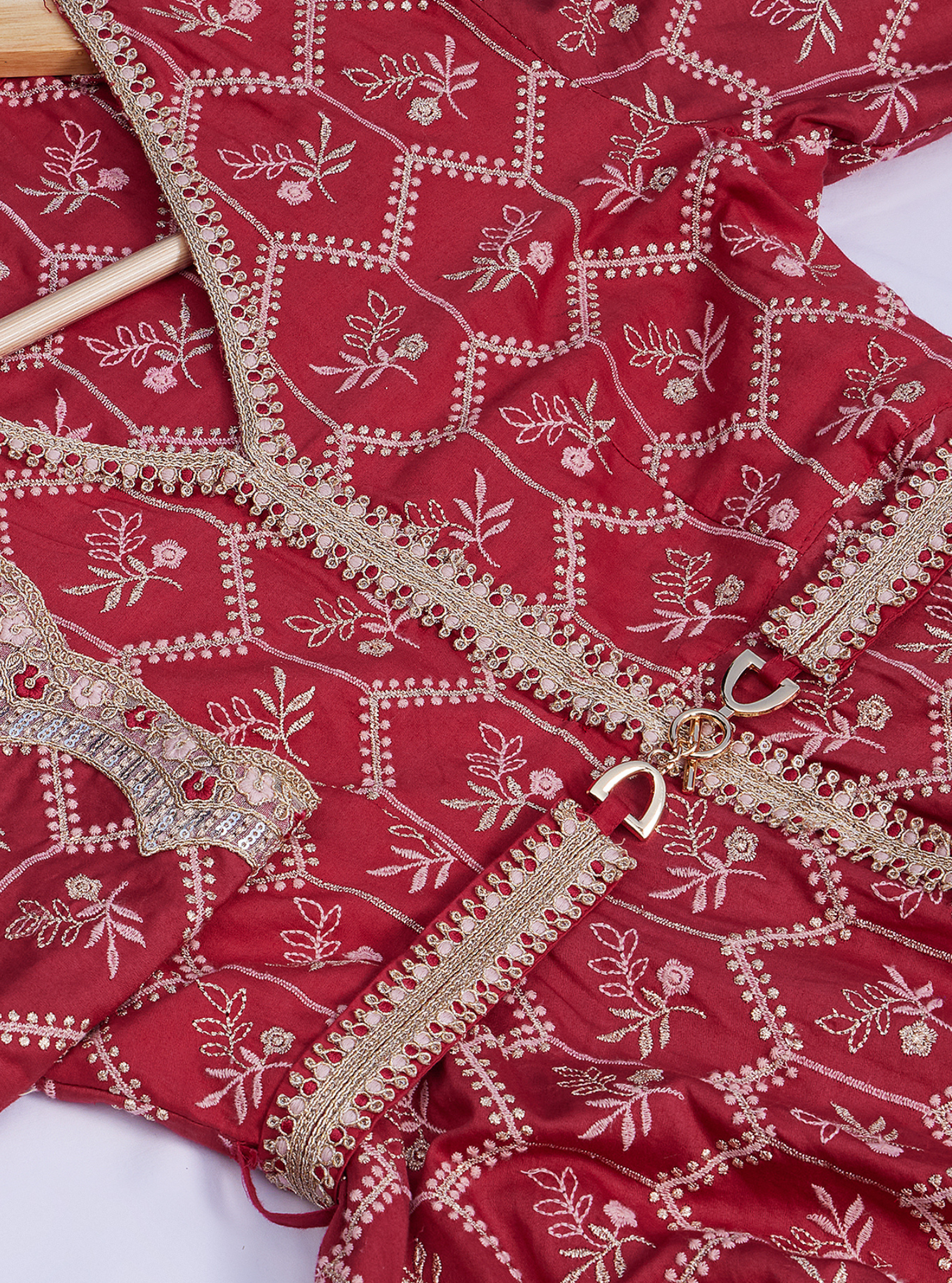 Bisini Pima Red Top with Sharara Set