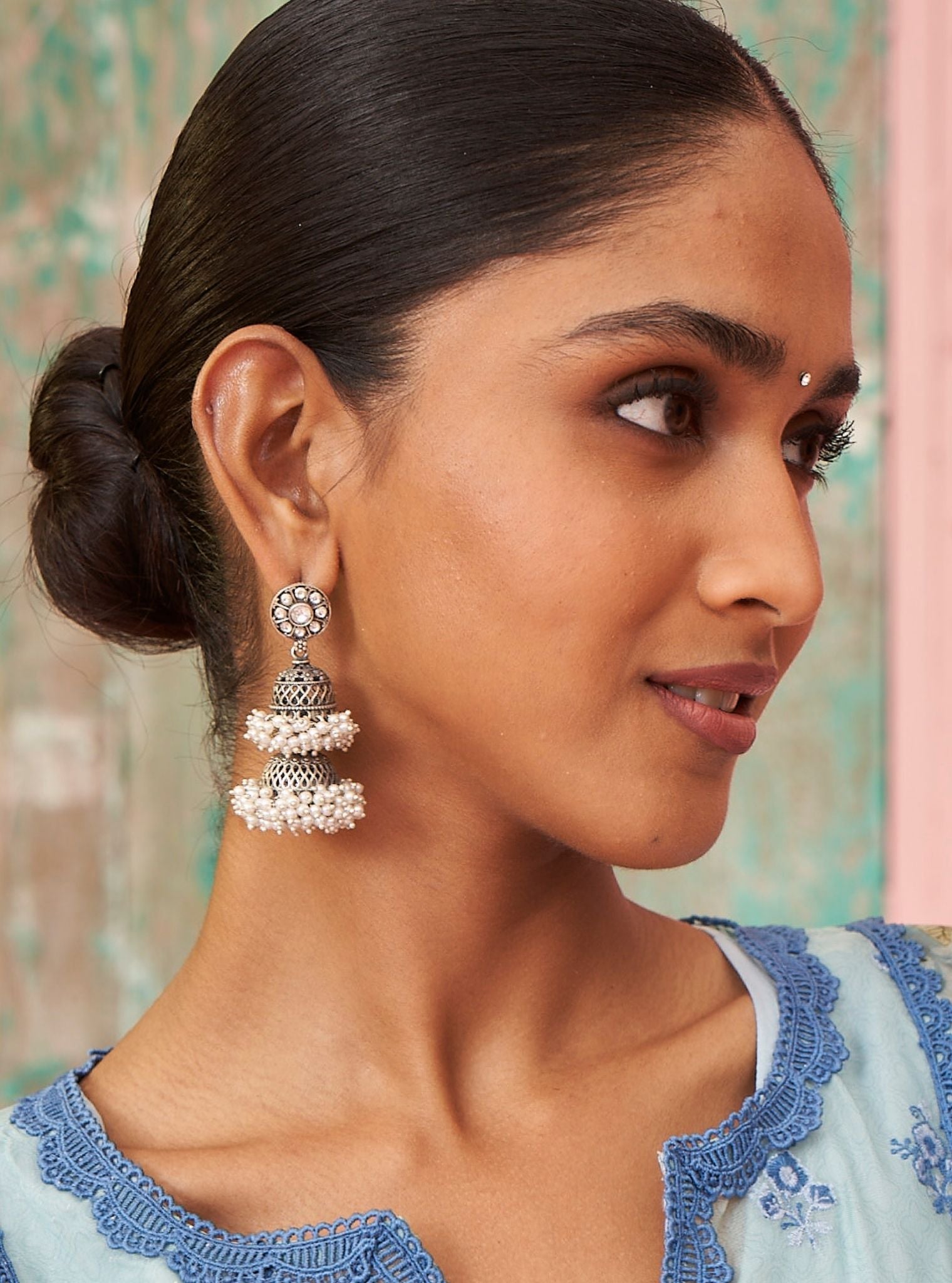 Pure Silver Aadhya Double Jhumki