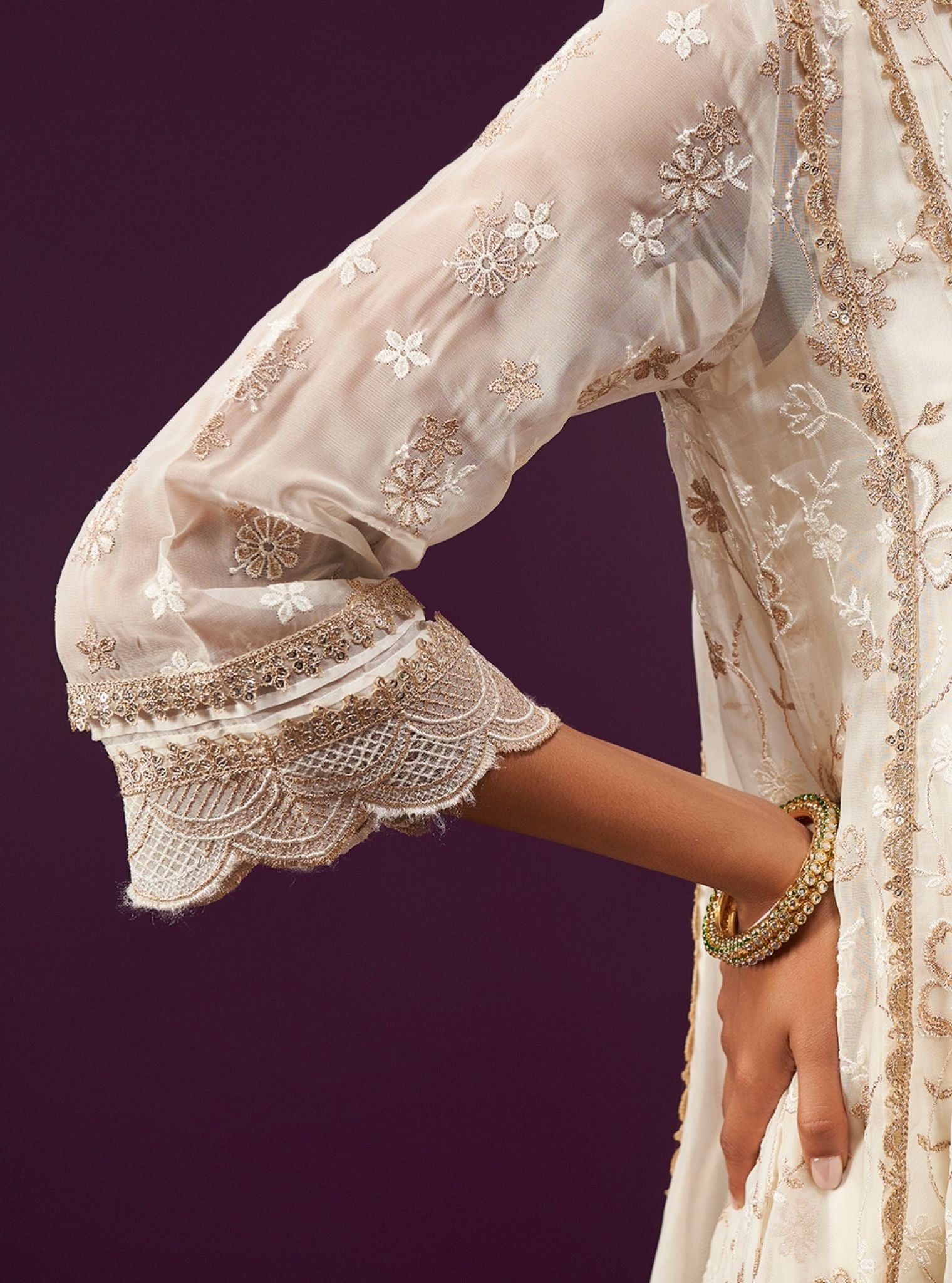 Sirikit Organza Off White Anarkali Kurta Set